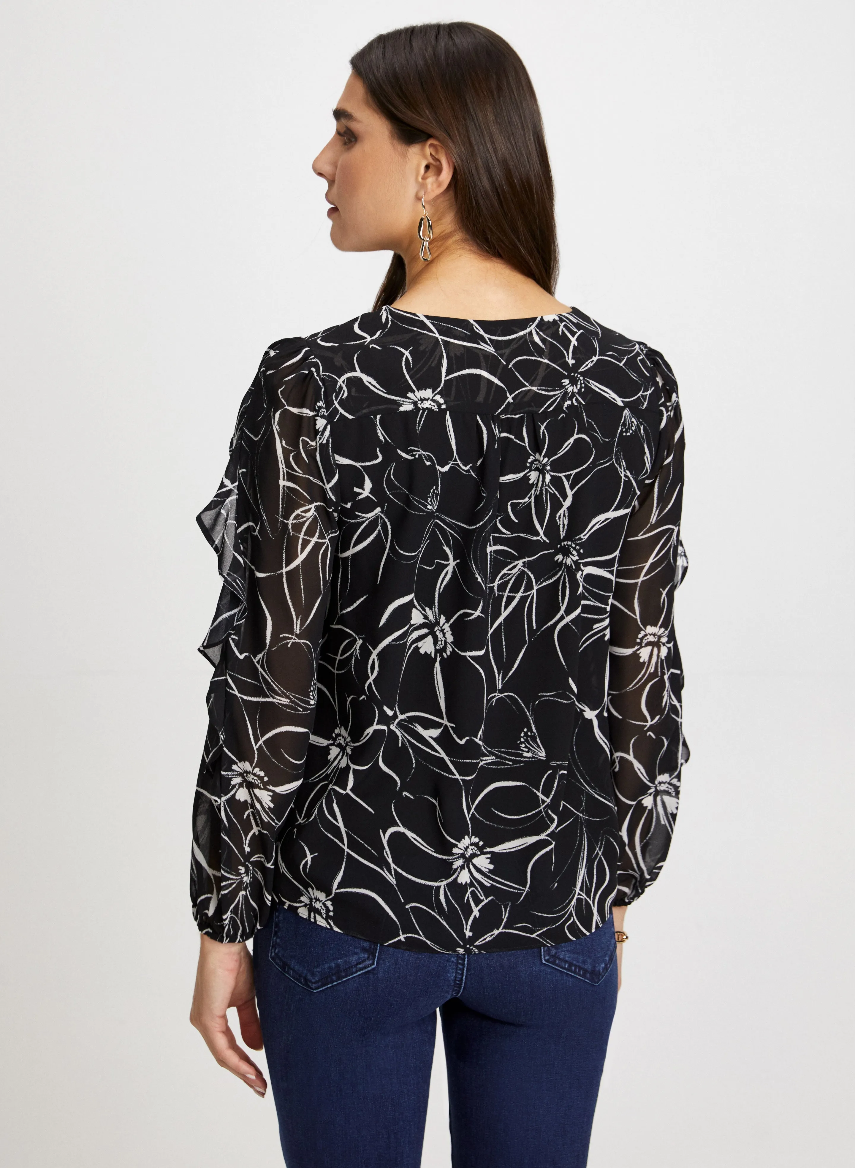 Floral Print Ruffle Sleeve Blouse sold by Laura product image thumbnail 4