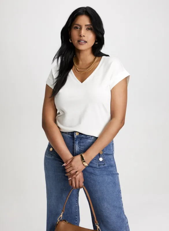 Short Sleeve V-Neck Top sold by Laura