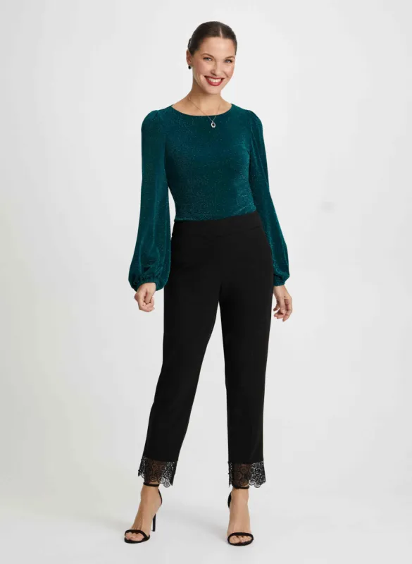 Glitter Top & Lace Trim Pants sold by Laura