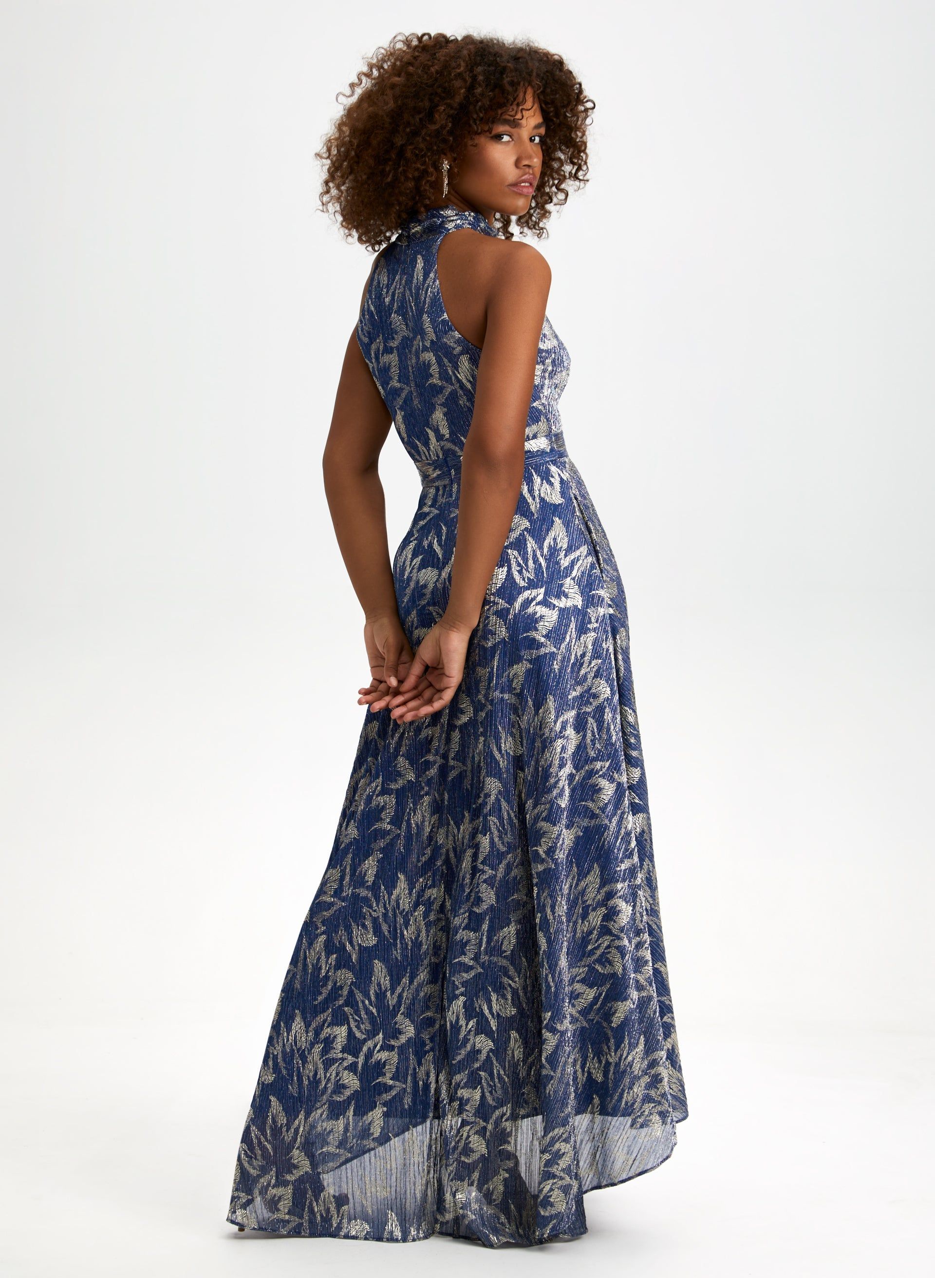 Metallic Plissé Halter Neck Dress sold by Laura product image thumbnail 4