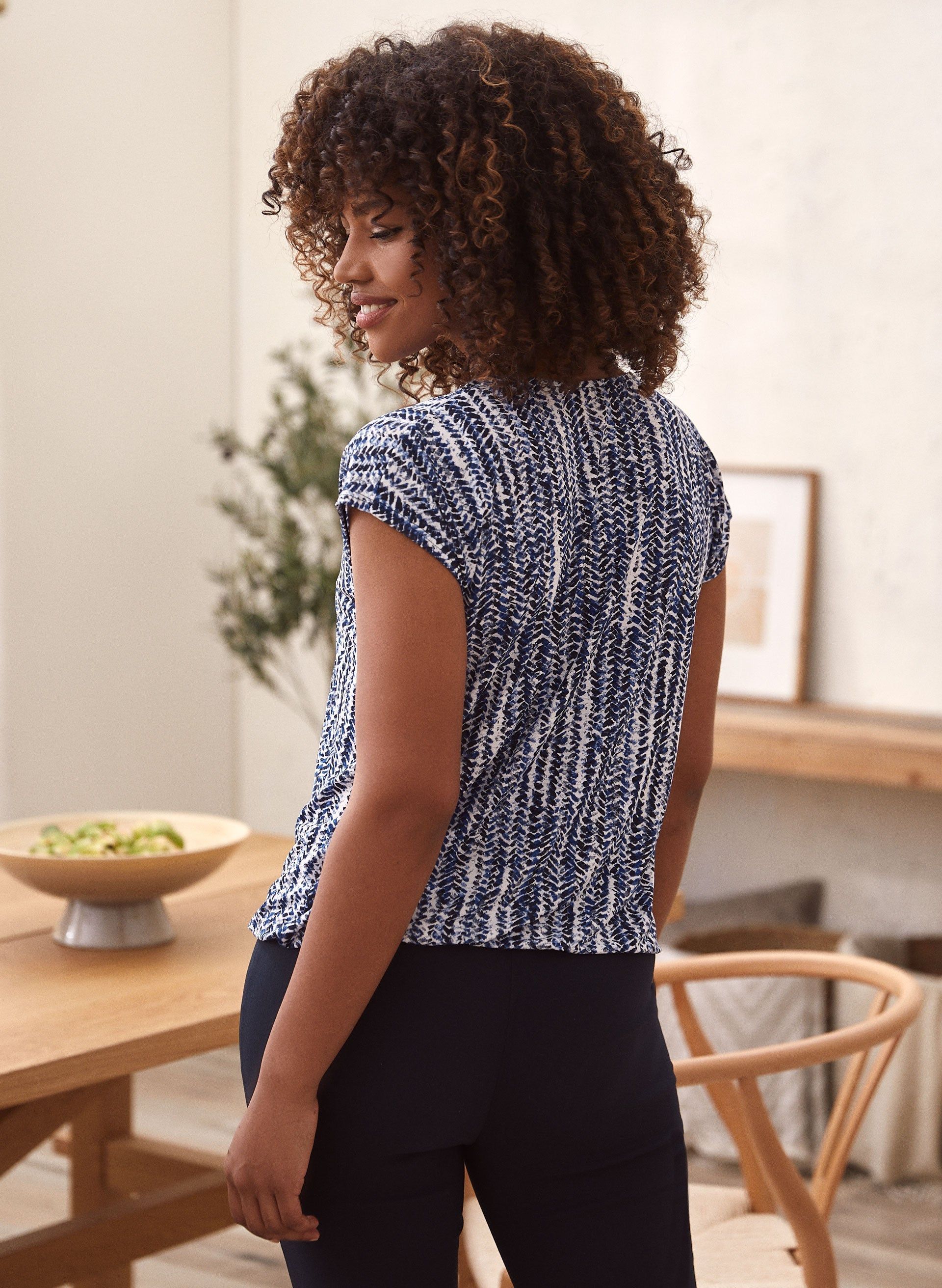 Printed Open V-Neck Top sold by Laura product image thumbnail 4