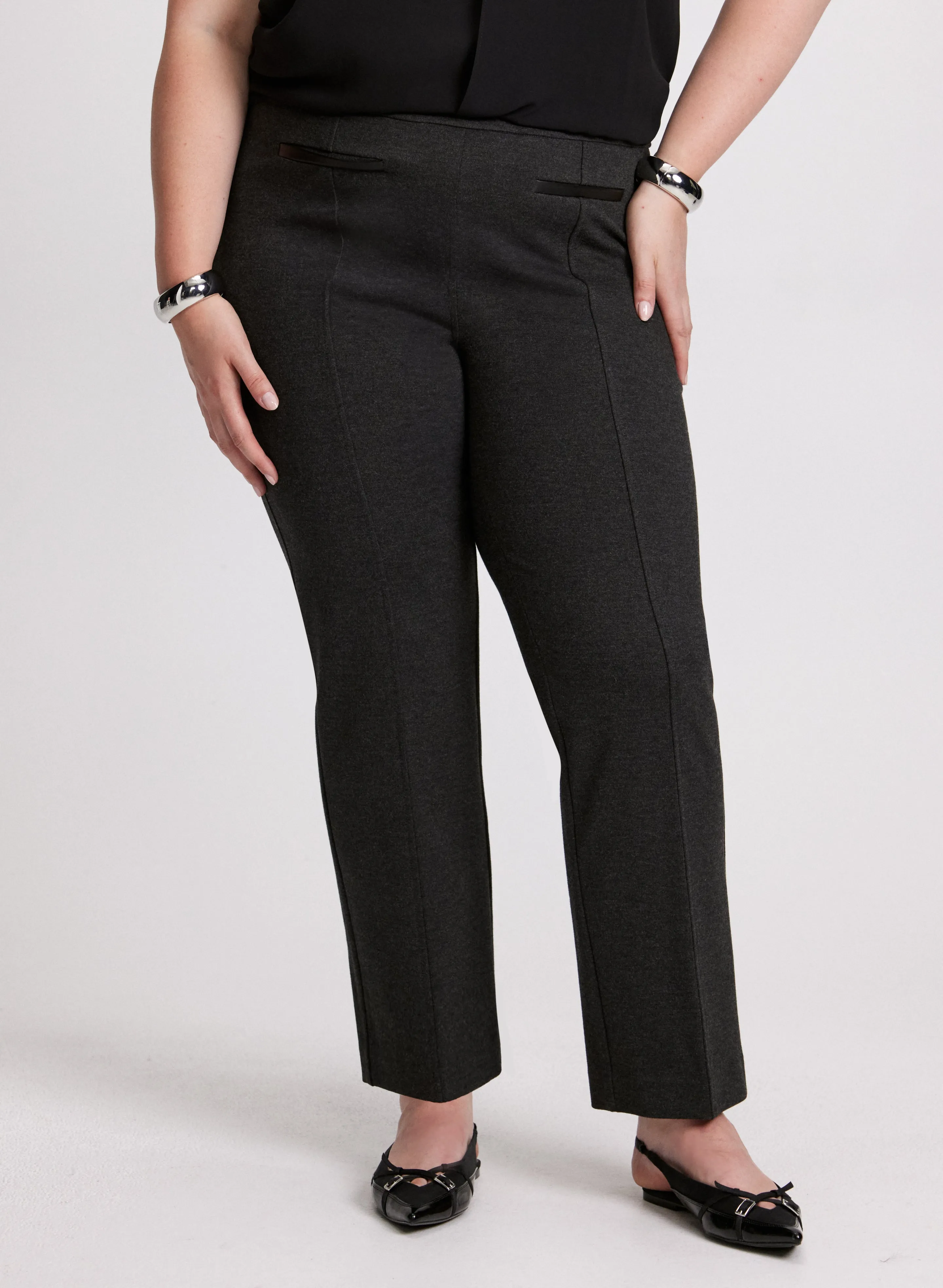 Sofia Pull-On Straight-Leg Pants sold by Laura