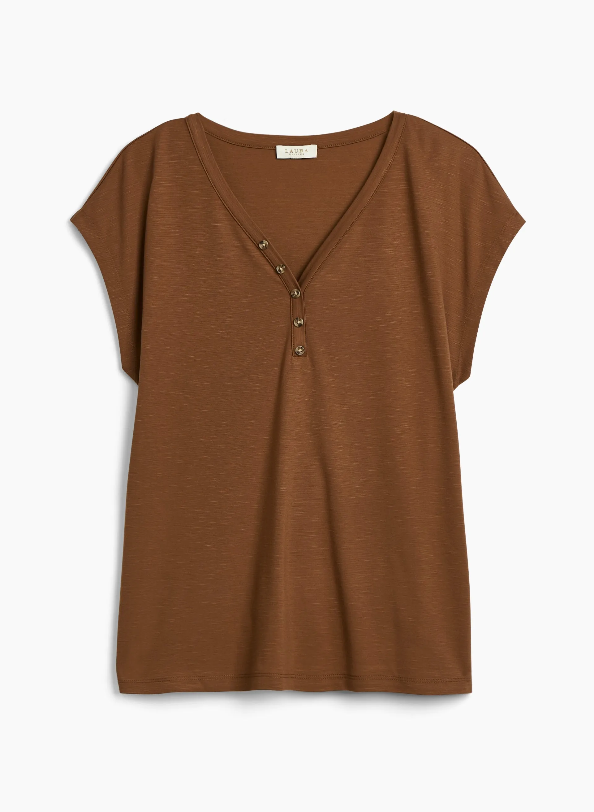 Drop Shoulder Henley Tee sold by Laura product image thumbnail 2