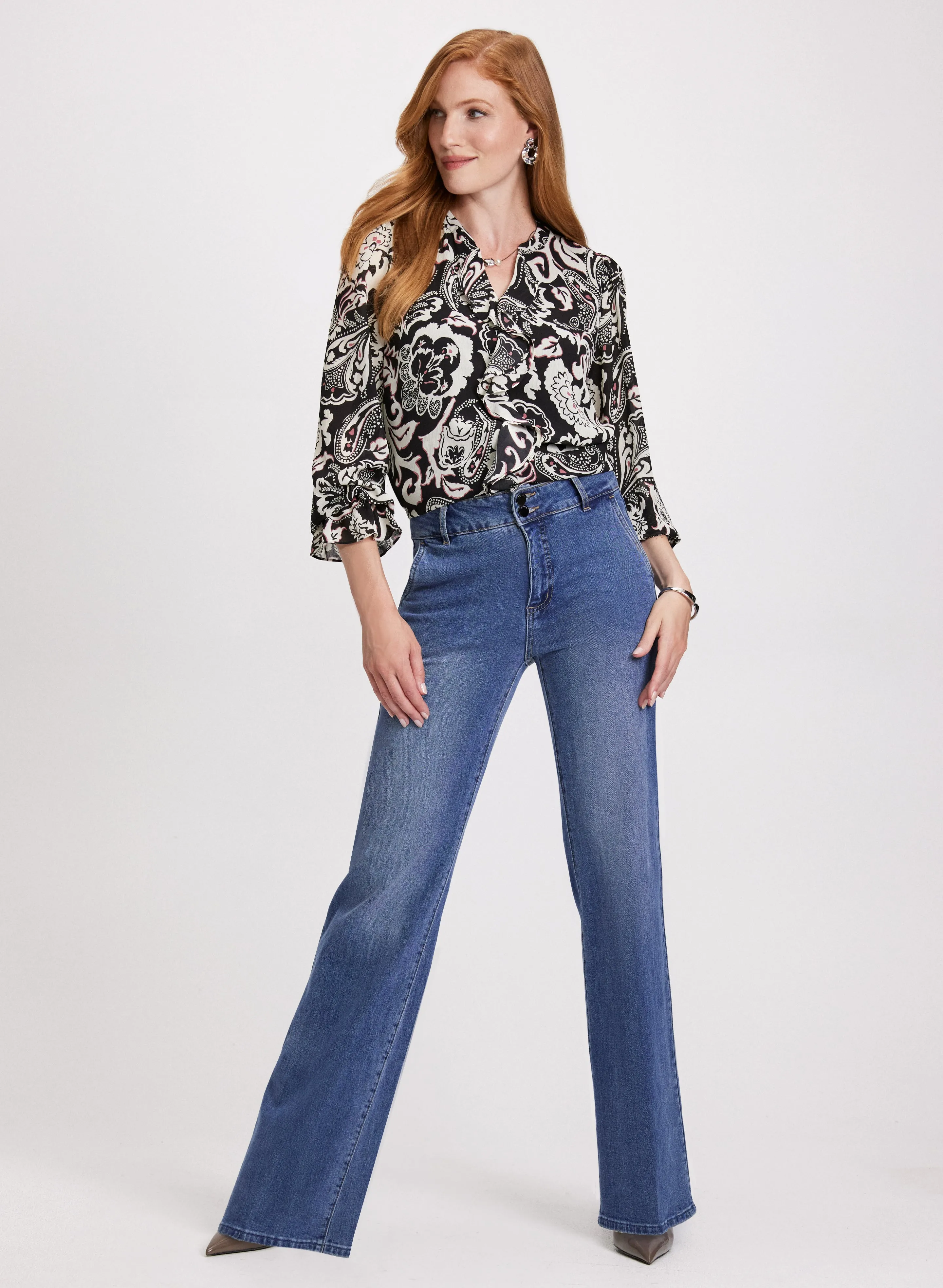 Paisley Print Ruffle Front Blouse sold by Laura product image thumbnail 3