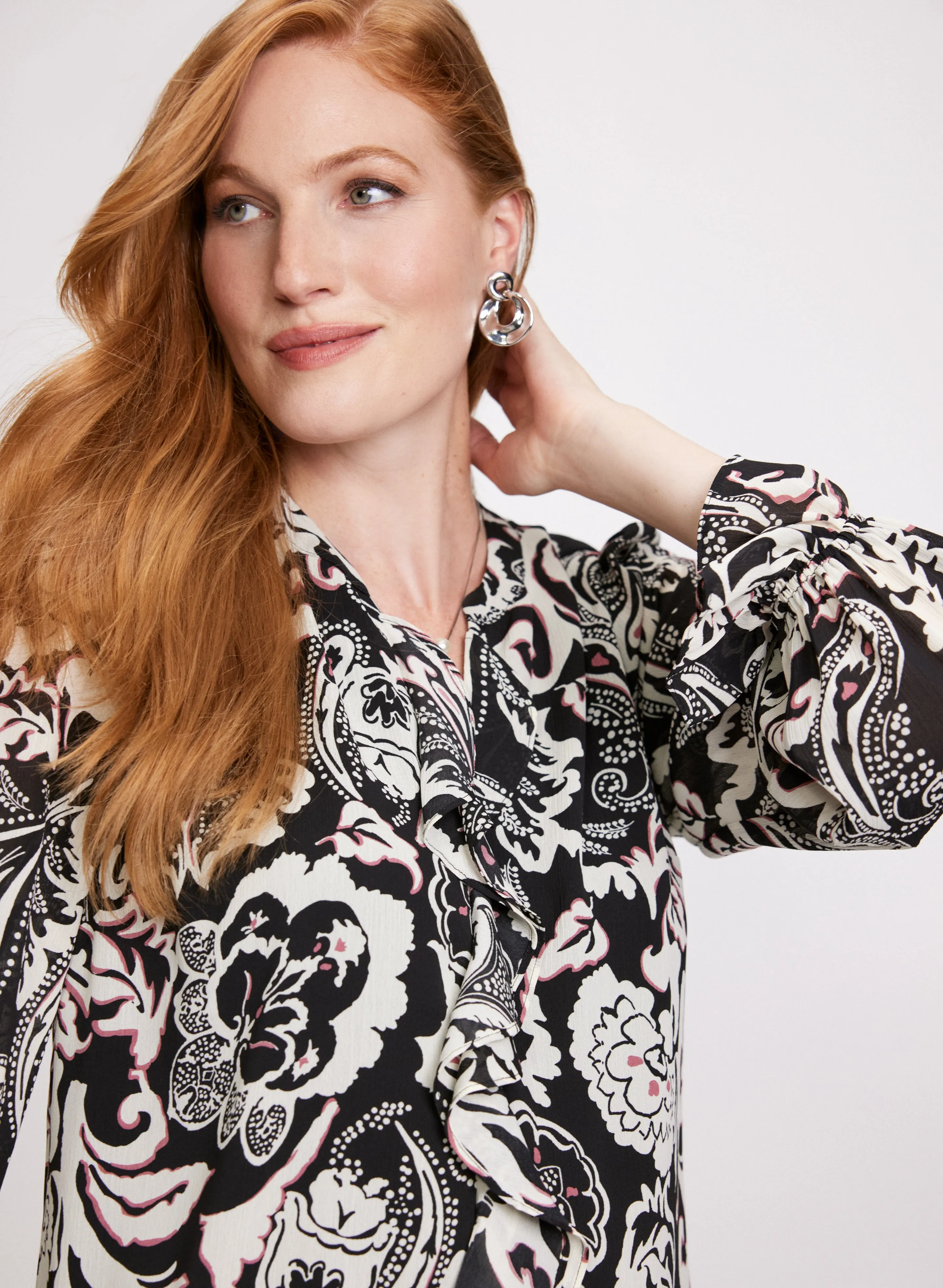 Paisley Print Ruffle Front Blouse sold by Laura product image thumbnail 2