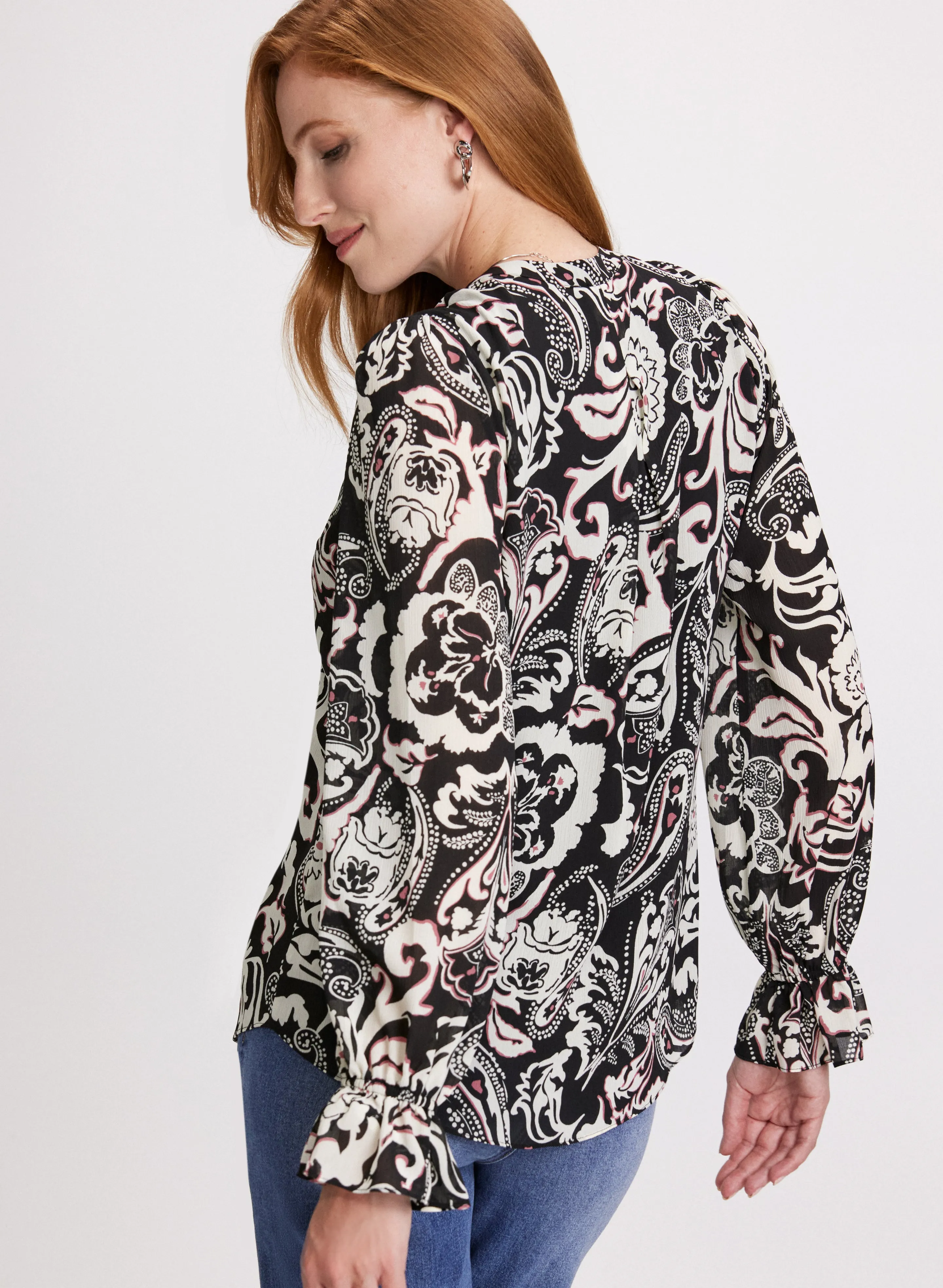 Paisley Print Ruffle Front Blouse sold by Laura product image thumbnail 4
