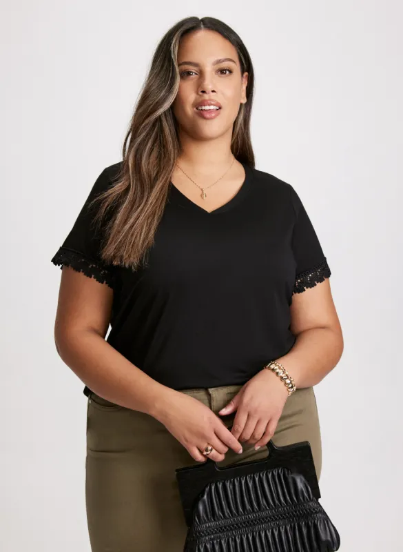 Lace Trim T-Shirt sold by Laura