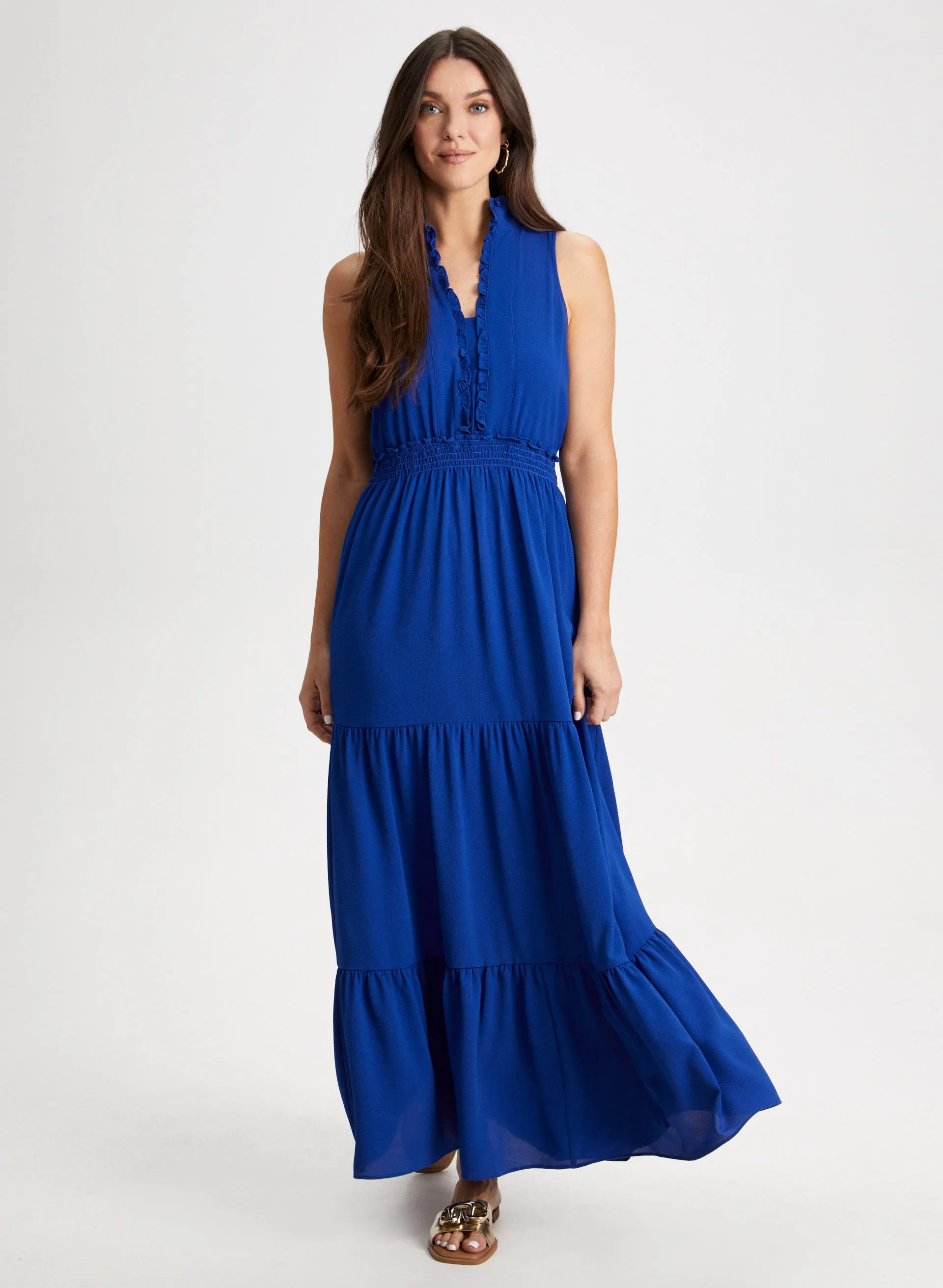 Sleeveless Ruffle Detail Maxi Dress sold by Laura