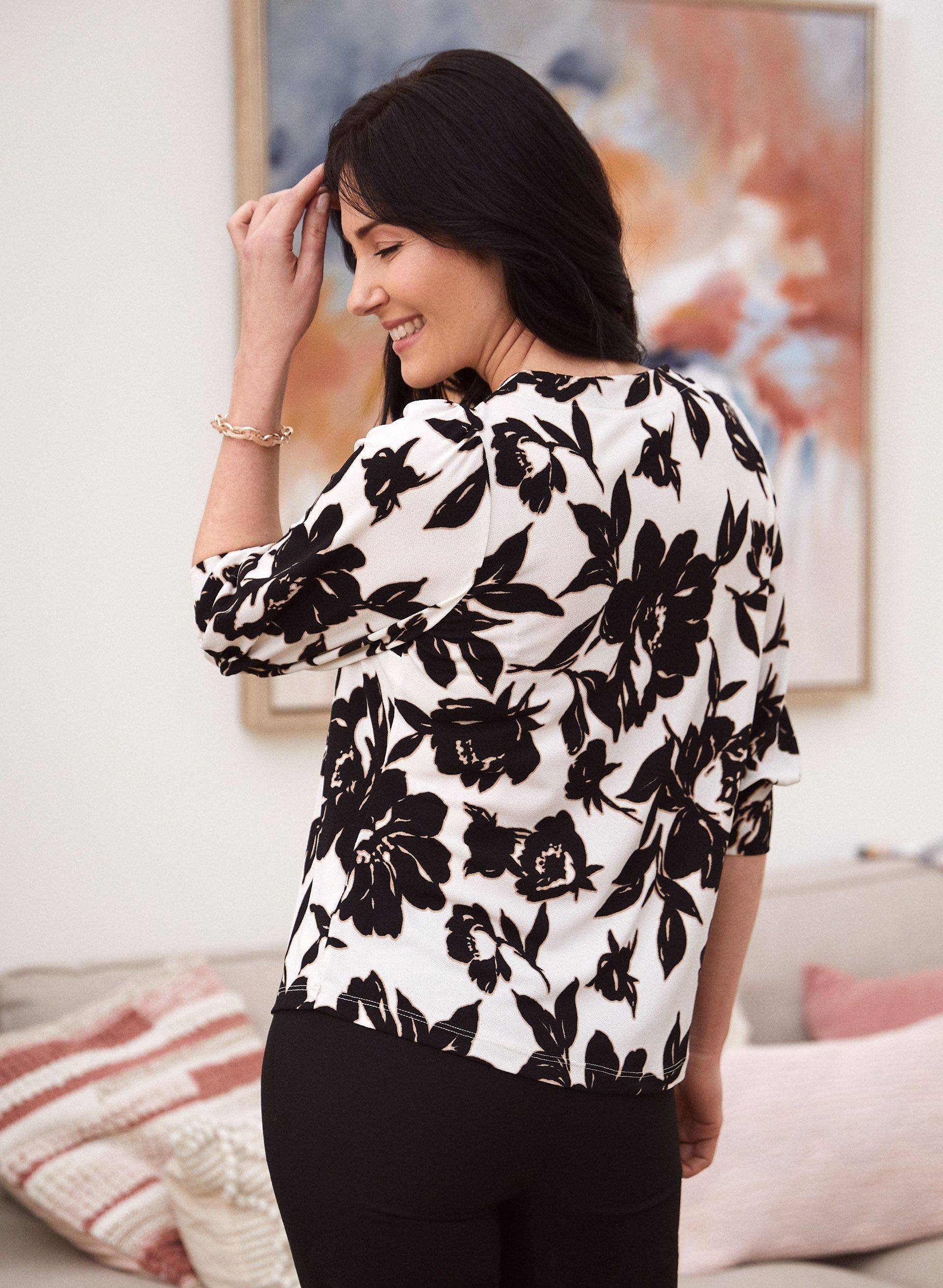 3/4 Sleeve Floral Print Top sold by Laura product image thumbnail 4
