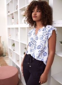 Floral Print Cap Sleeve Blouse sold by Laura
