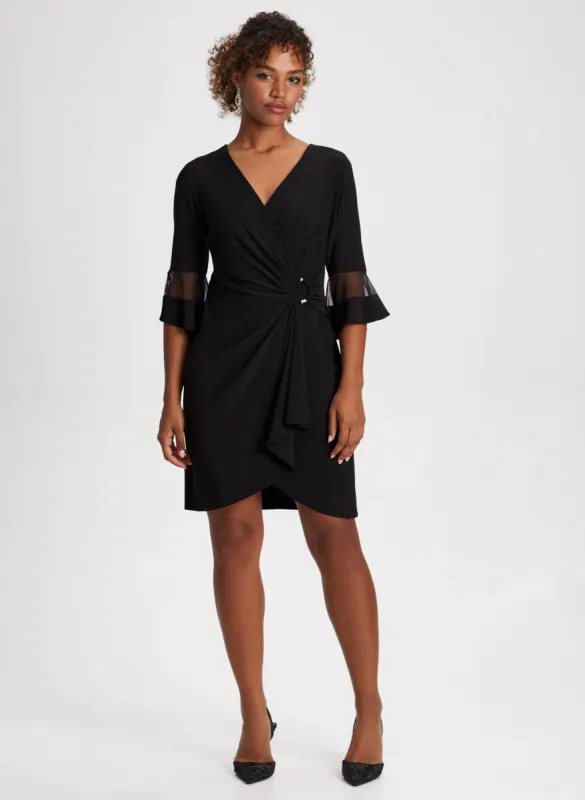 Mesh Detail 3/4 Sleeve Dress sold by Laura