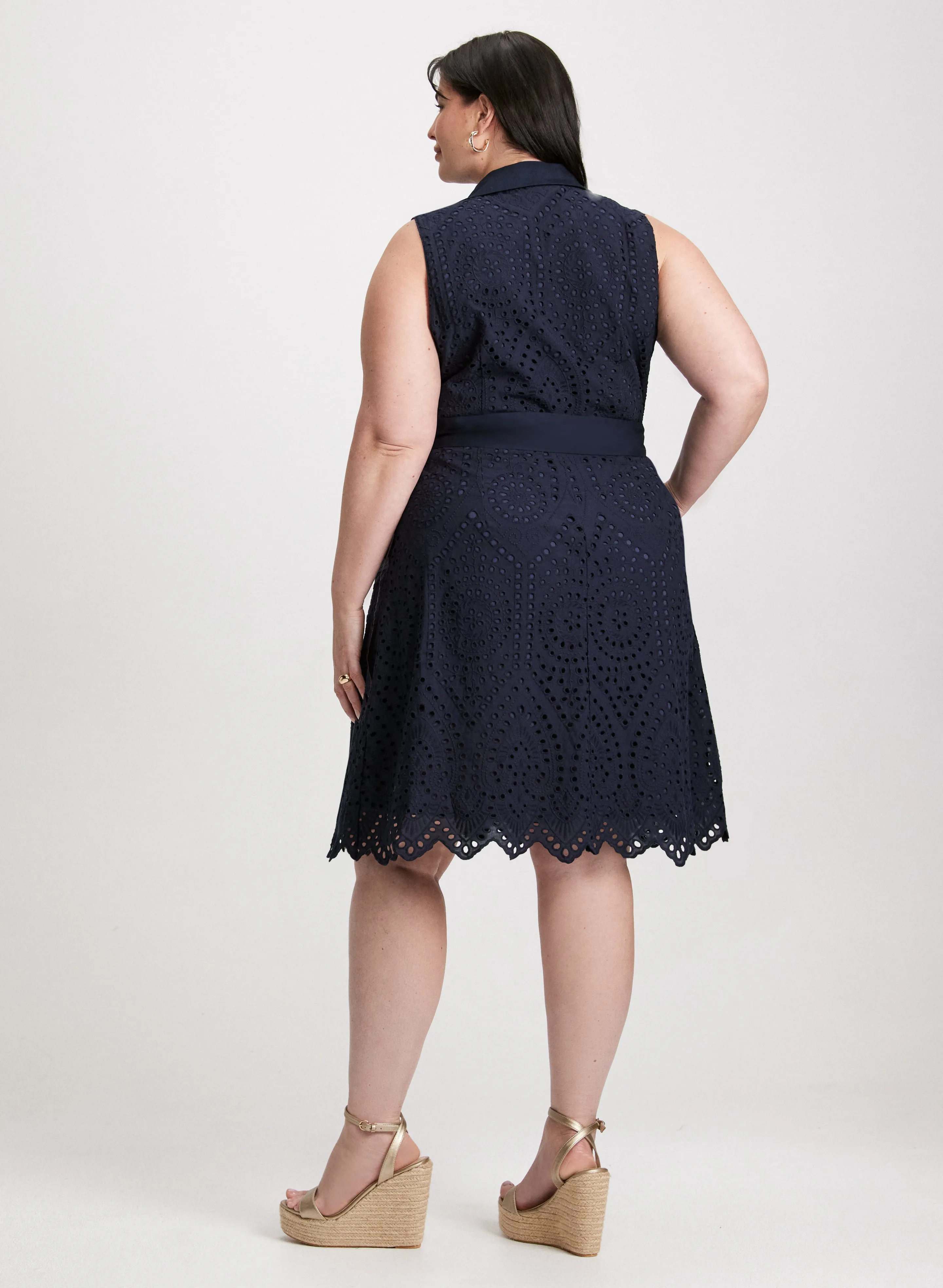 Sleeveless Button-Down Eyelet Dress sold by Laura product image thumbnail 3