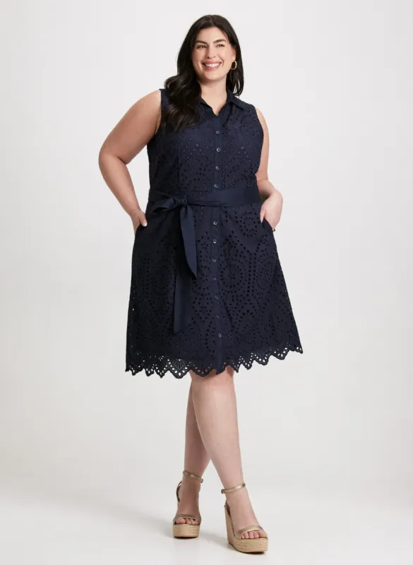 Sleeveless Button-Down Eyelet Dress sold by Laura