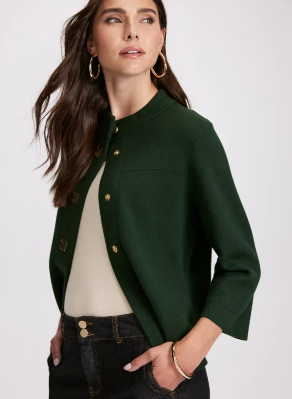 Mock Neck Button-Up Cardigan sold by Laura