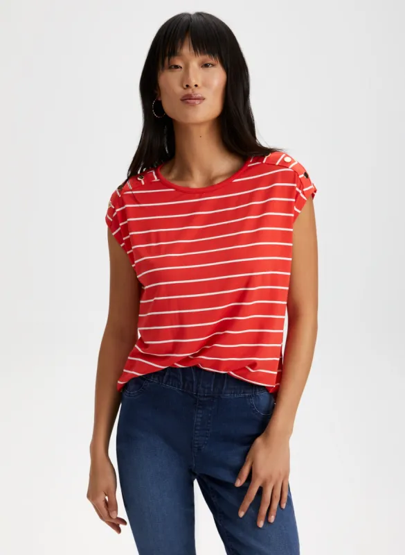 Stripe Print Two-Tone Top sold by Laura