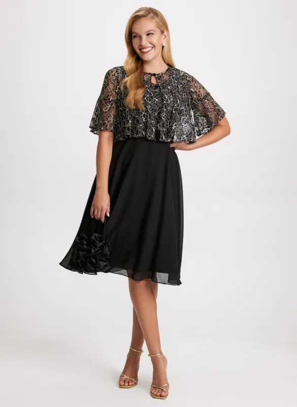 Metallic Embroidered Dress & Jacket Set sold by Laura