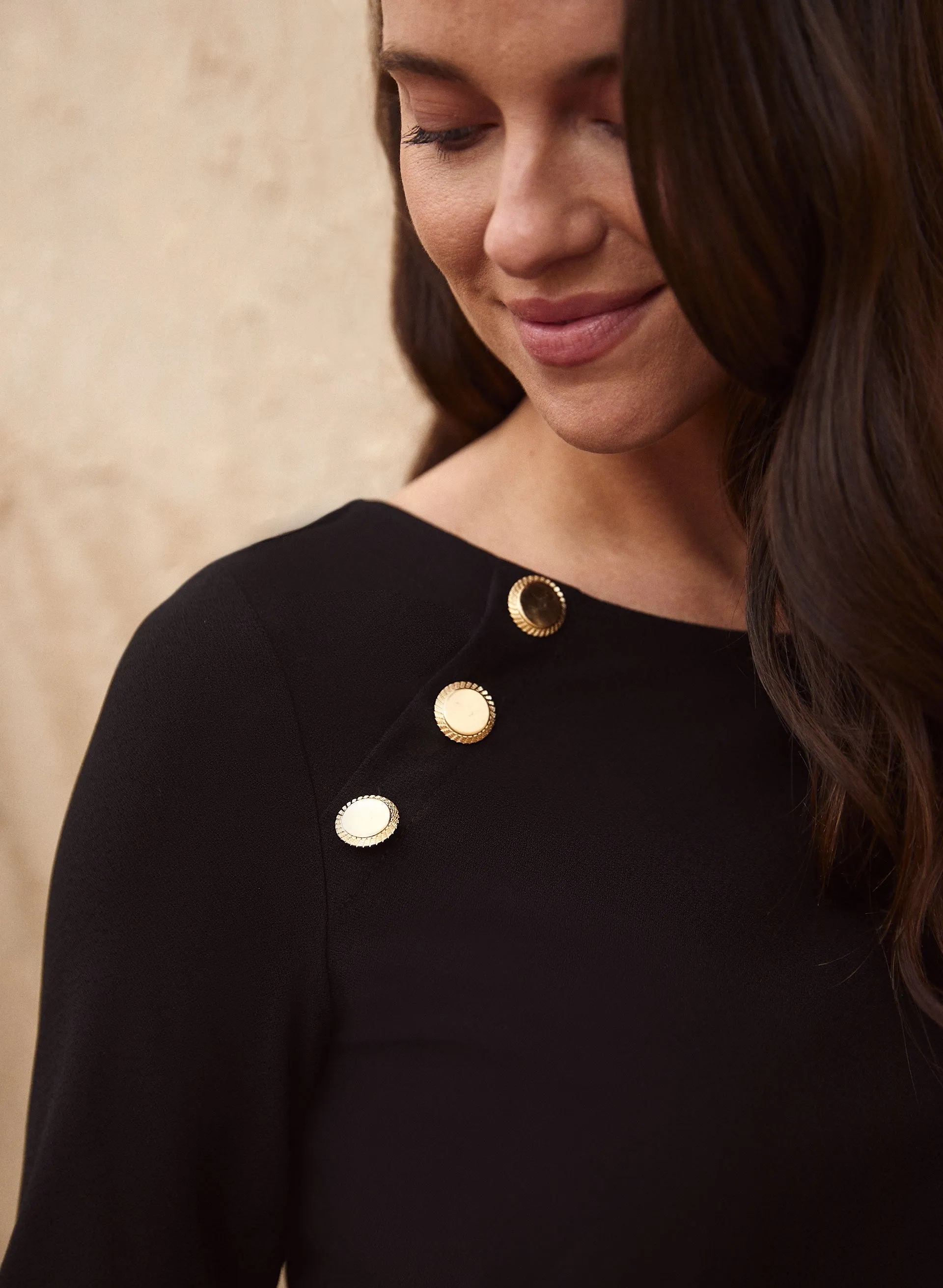 Golden Button Detail Crepe Top sold by Laura product image thumbnail 2