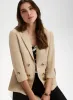 Linen Blend Notch Collar Blazer sold by Laura