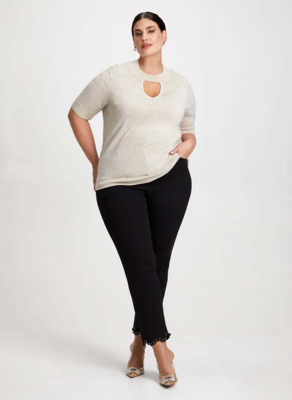 Mock Neck Sweater & Pearl Detail Jeans sold by Laura