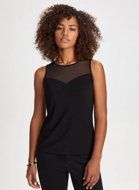 Mesh Yoke Sleeveless Top sold by Laura