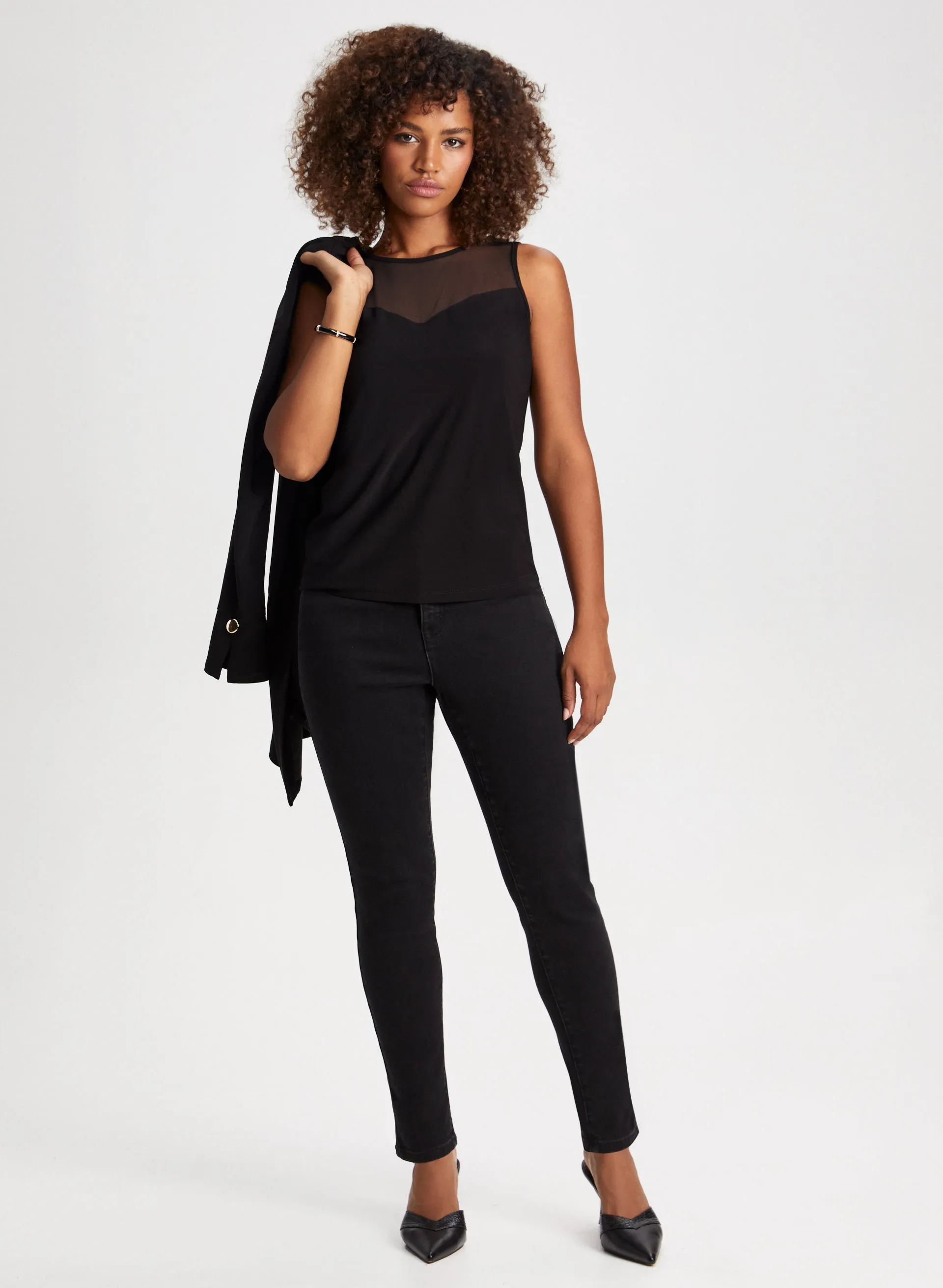 Mesh Yoke Sleeveless Top sold by Laura product image thumbnail 3