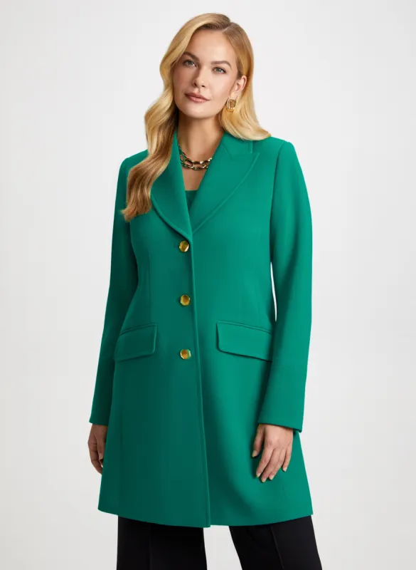 Button Front Tricotine Coat sold by Laura