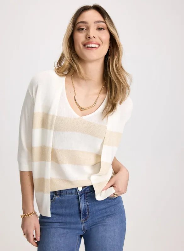 Striped Open-Front Cardigan sold by Laura