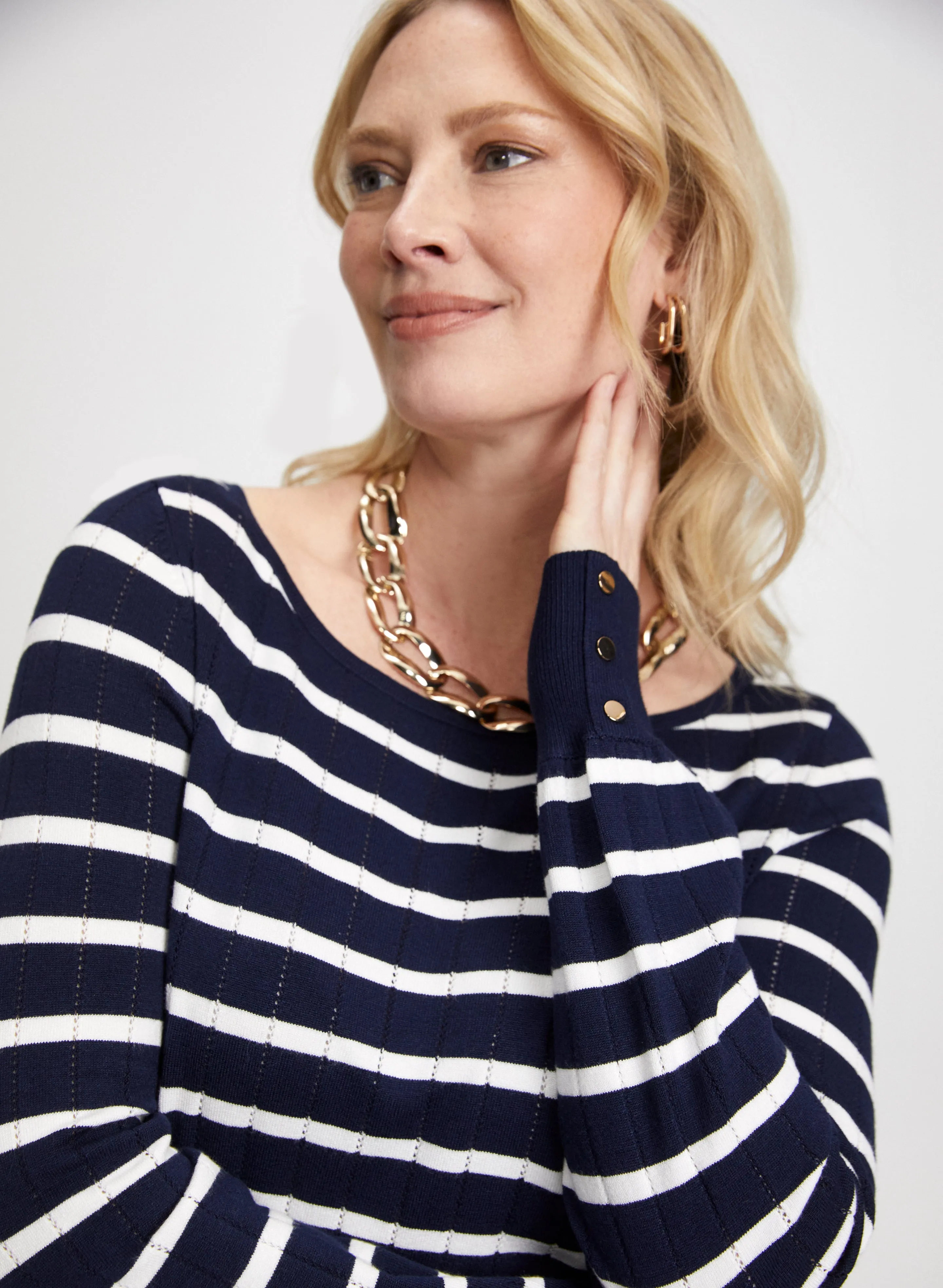 Decorative Button Striped Sweater sold by Laura product image thumbnail 2