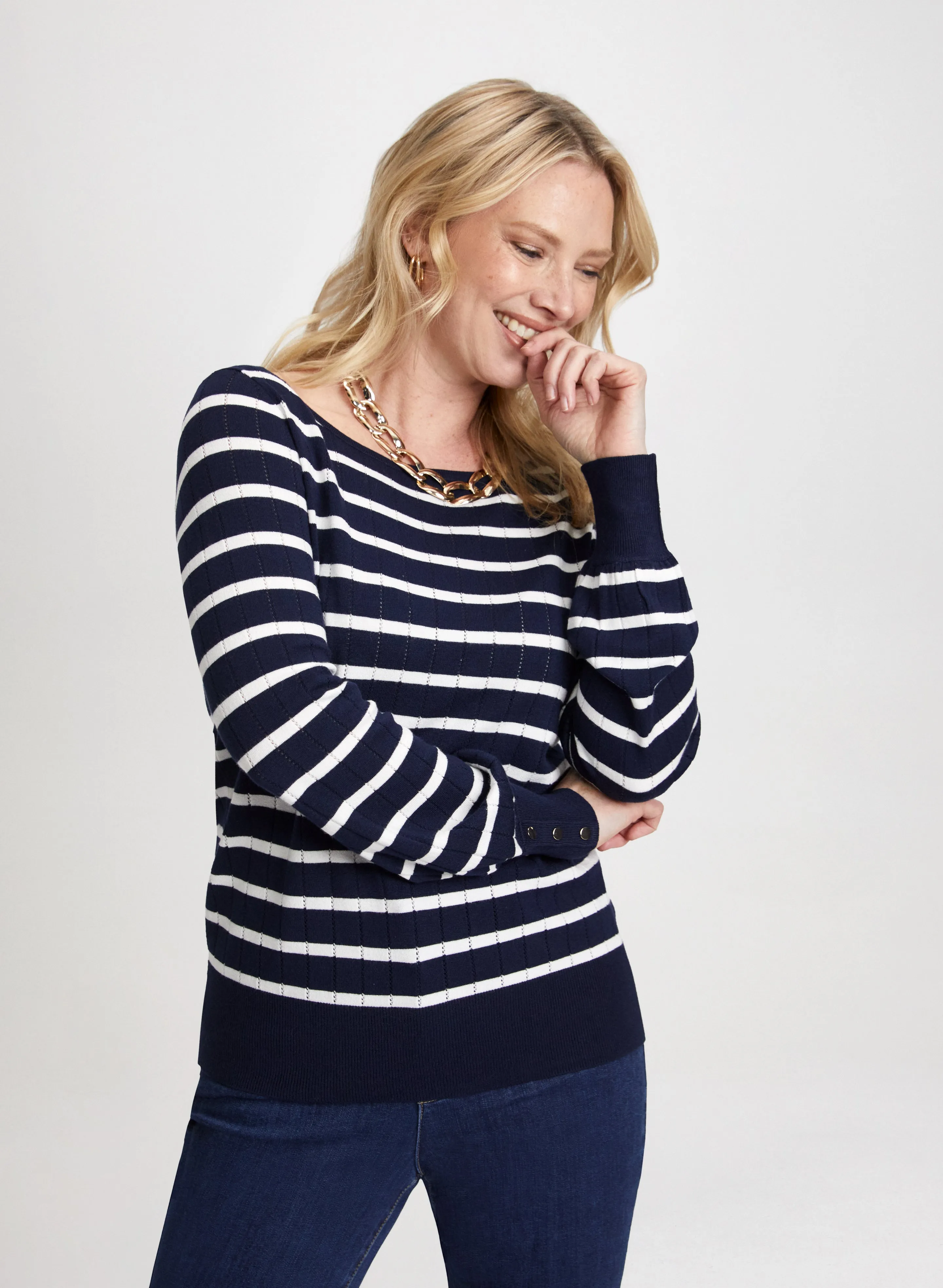 Decorative Button Striped Sweater sold by Laura product image thumbnail 5