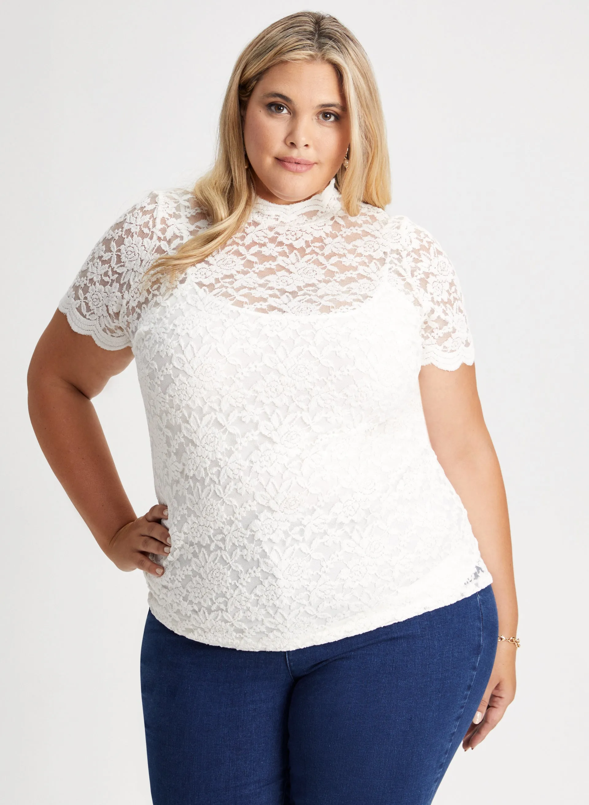 Lace Cap Sleeve Top sold by Laura
