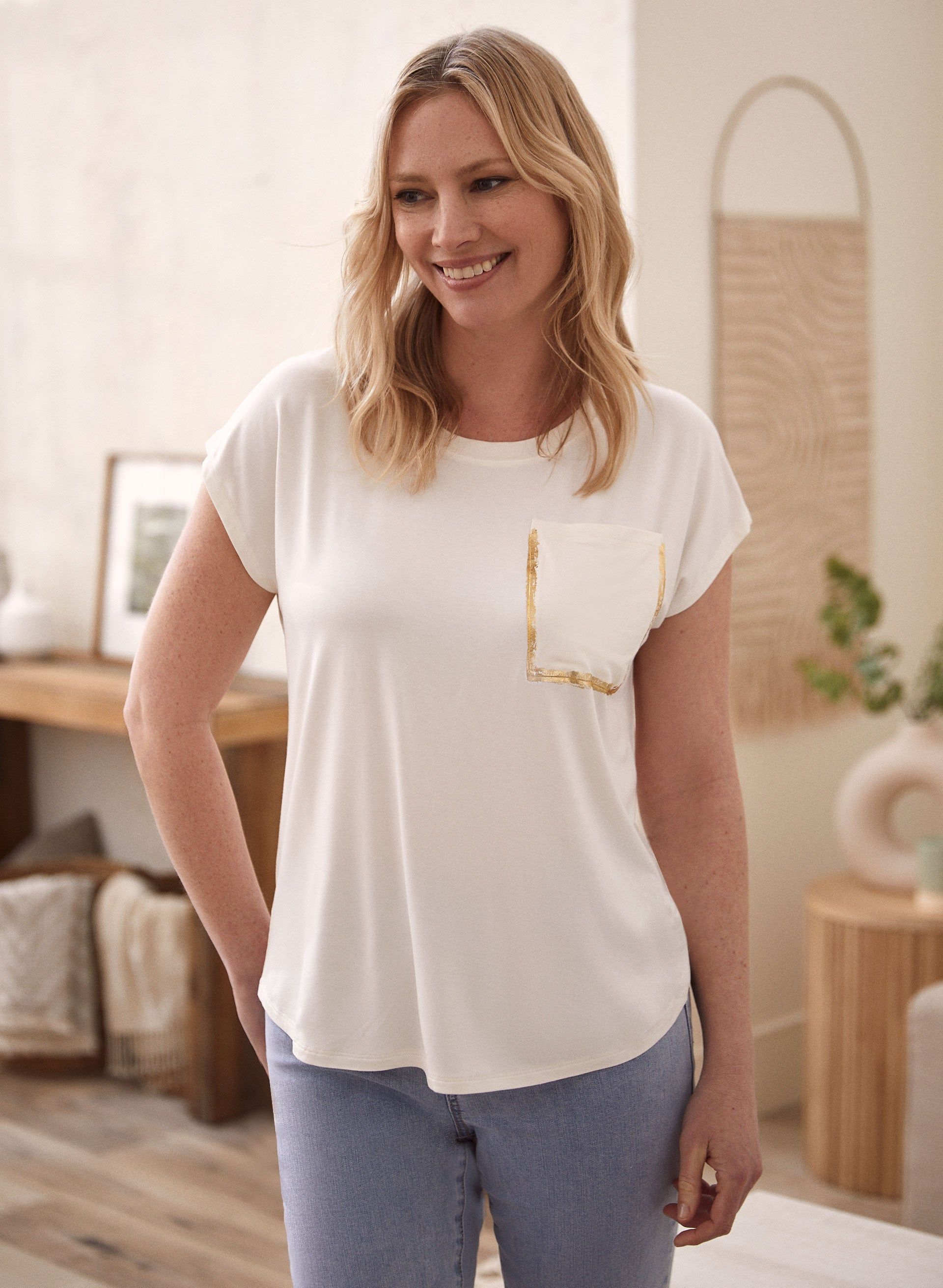 Foil Trim Tee sold by Laura