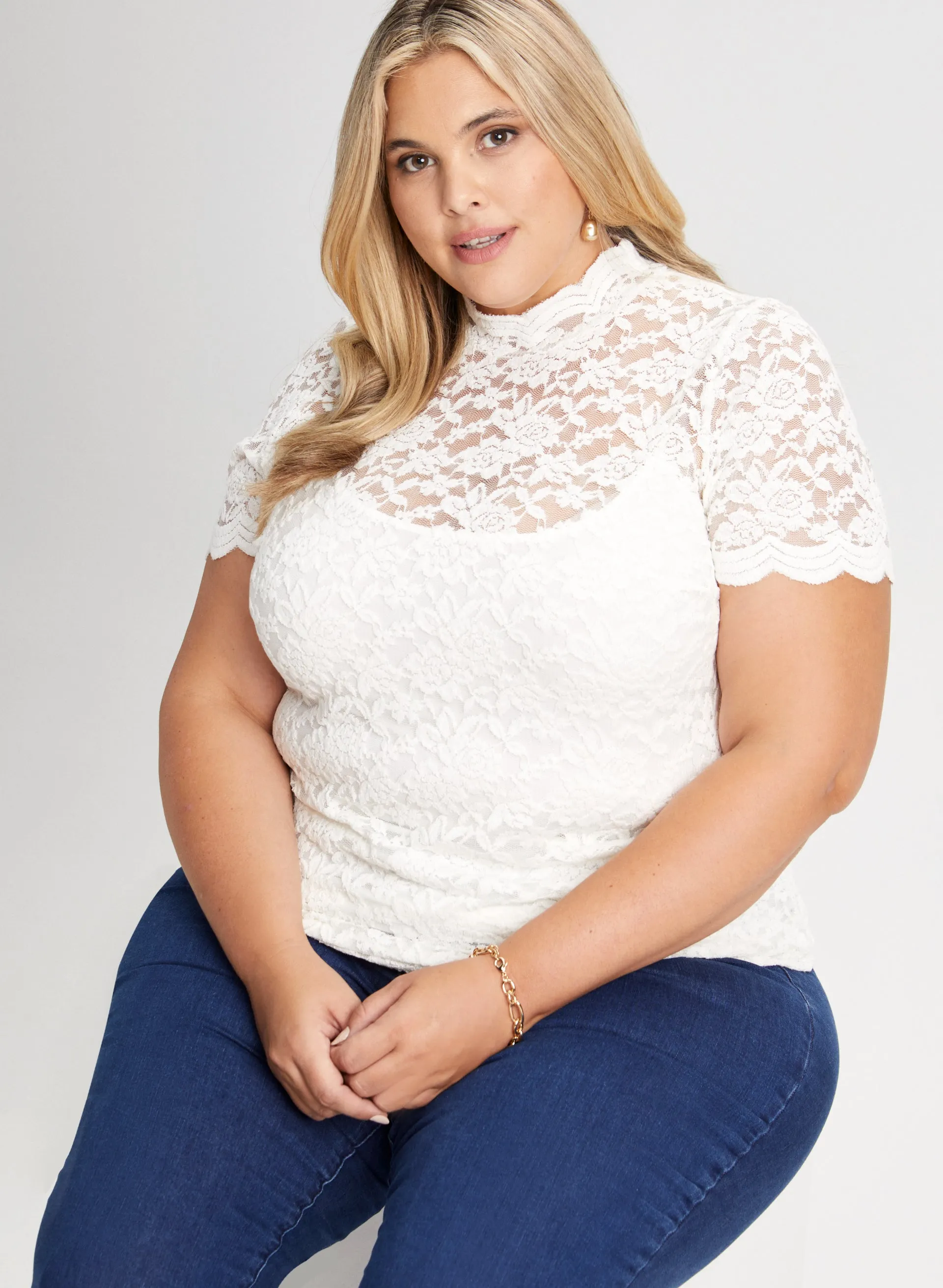 Lace Cap Sleeve Top sold by Laura product image thumbnail 5