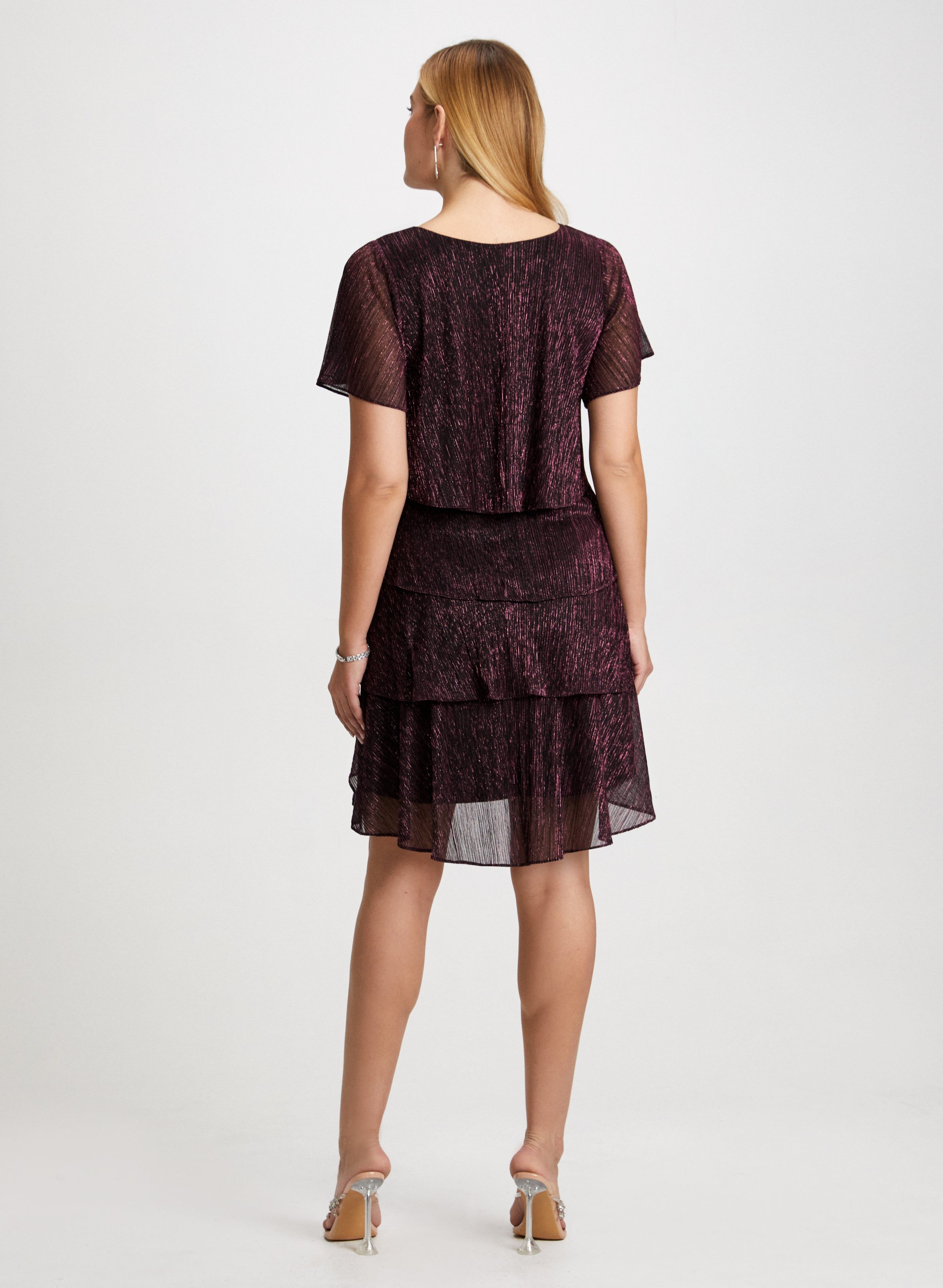 Brooch Detail Tiered Metallic Dress sold by Laura product image thumbnail 3