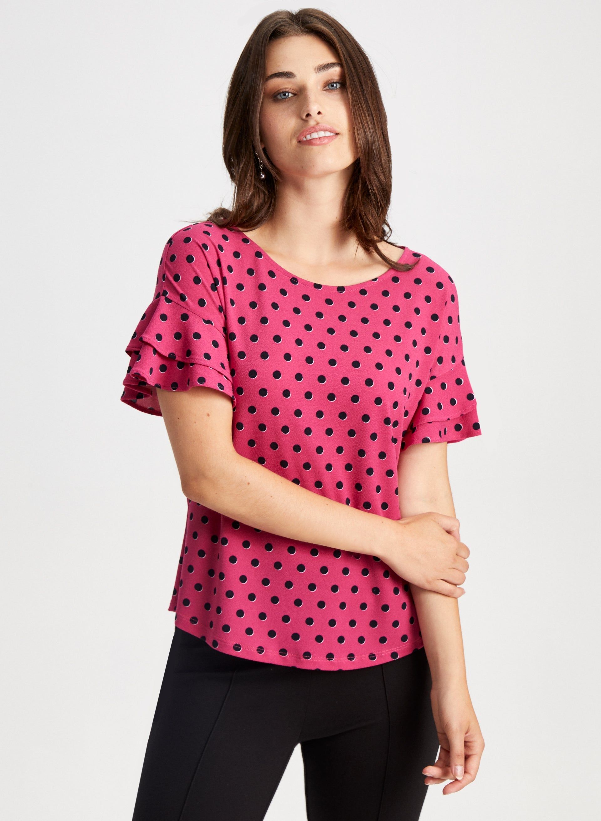 Dot Print Ruffle Sleeve Top sold by Laura product image thumbnail 5