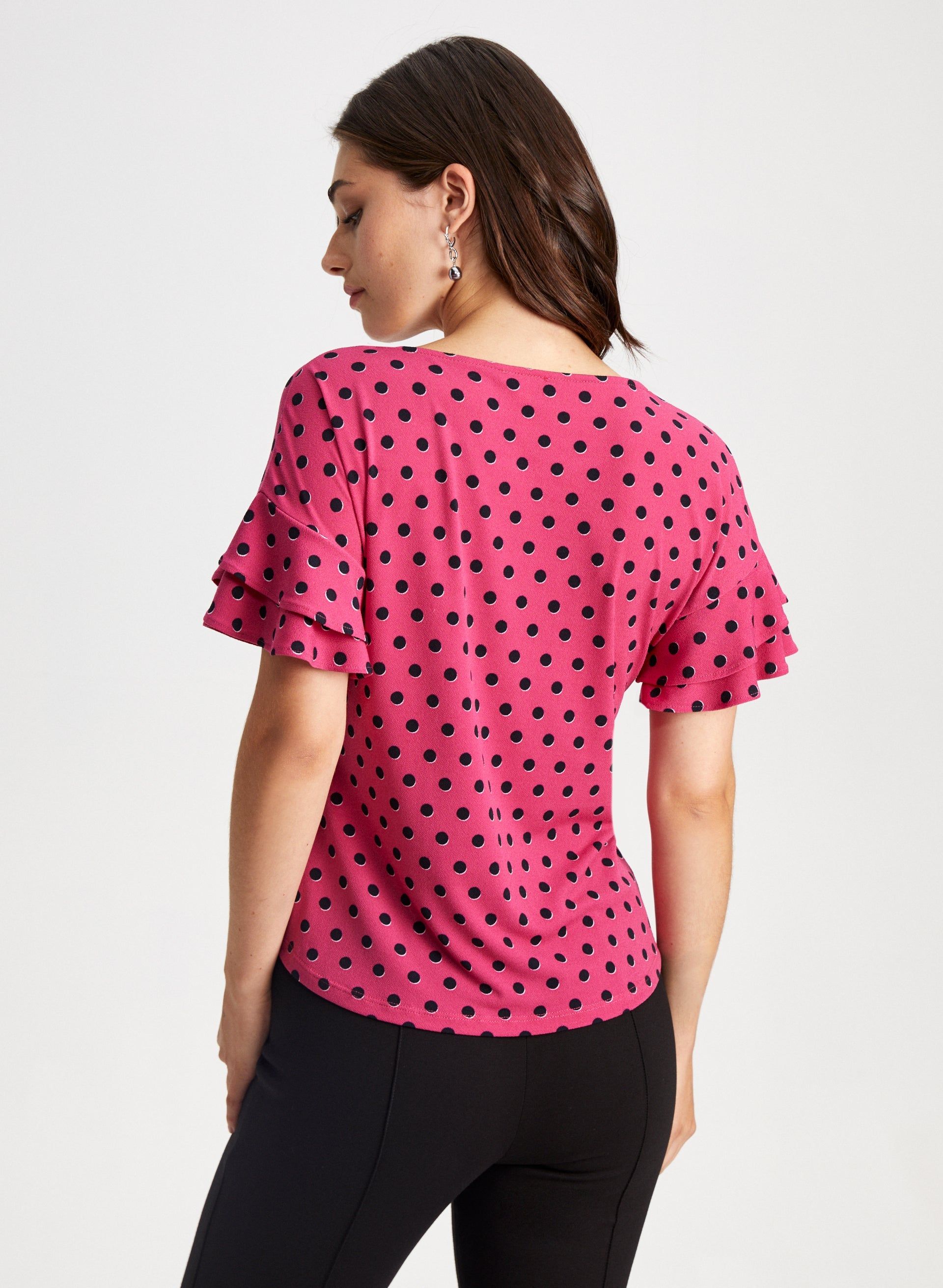 Dot Print Ruffle Sleeve Top sold by Laura product image thumbnail 2