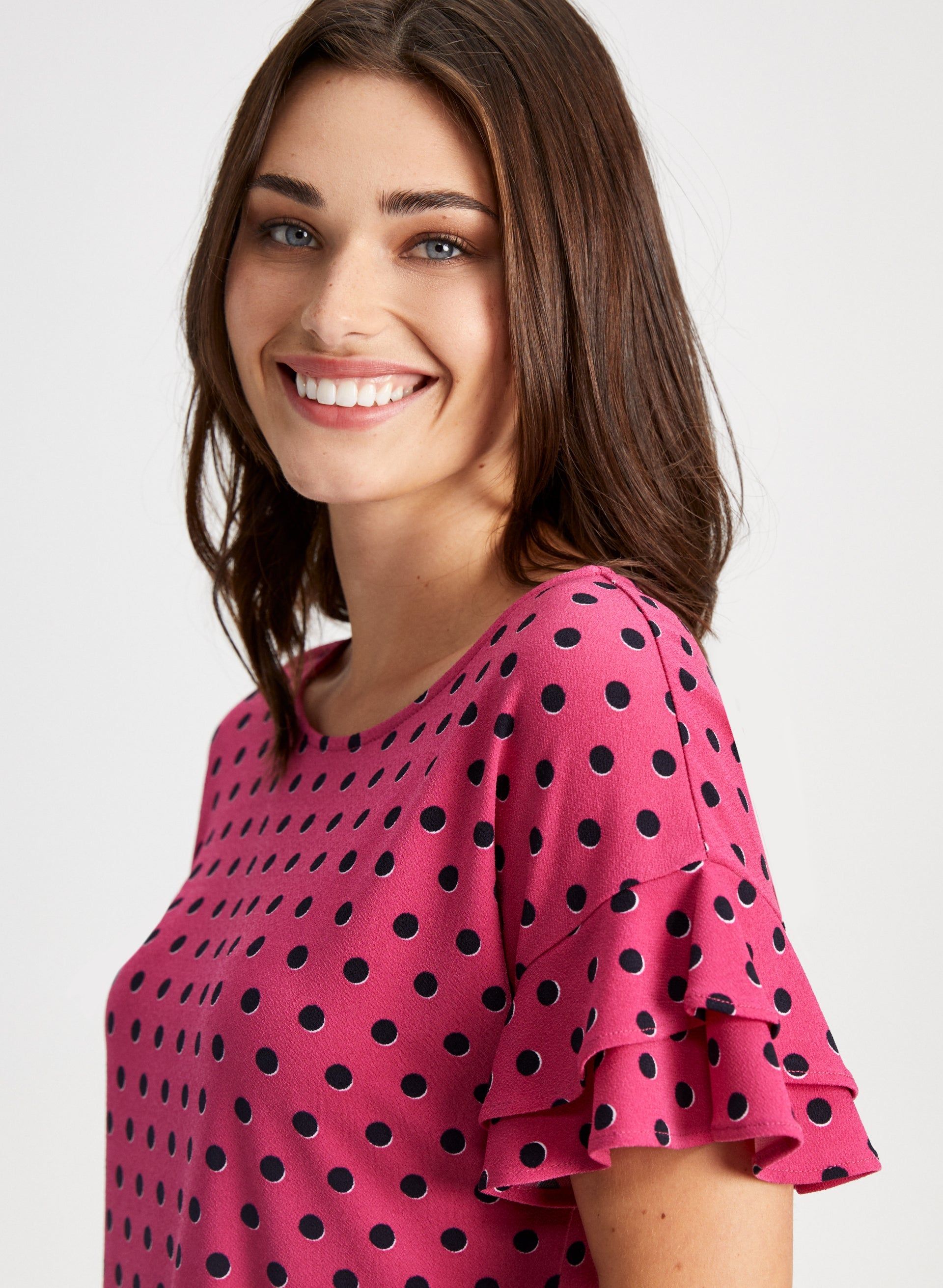 Dot Print Ruffle Sleeve Top sold by Laura product image thumbnail 3