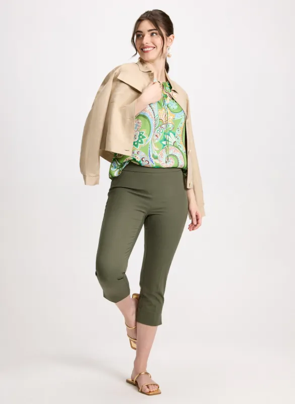 Linen-Blend Shacket & Slit Pull On Capris sold by Laura