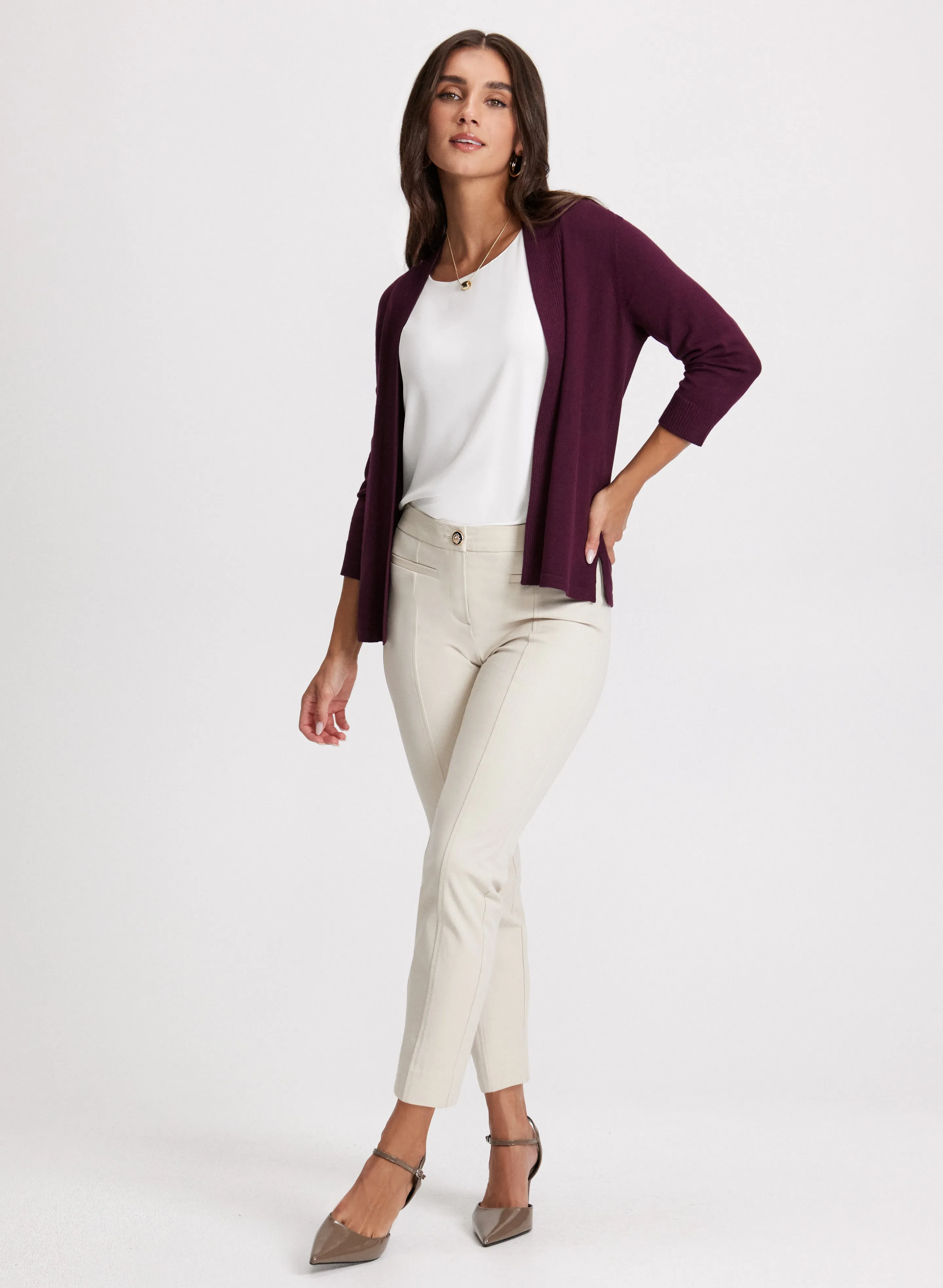 Pointelle Stitch Cardigan & Ankle-Length Pants sold by Laura