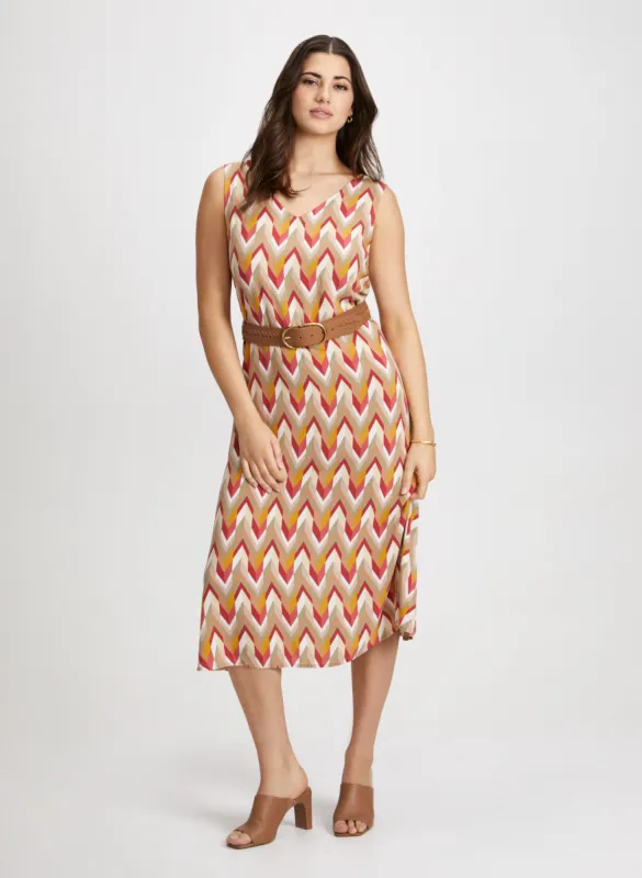 Geometric Print Dress & Braided Belt sold by Laura