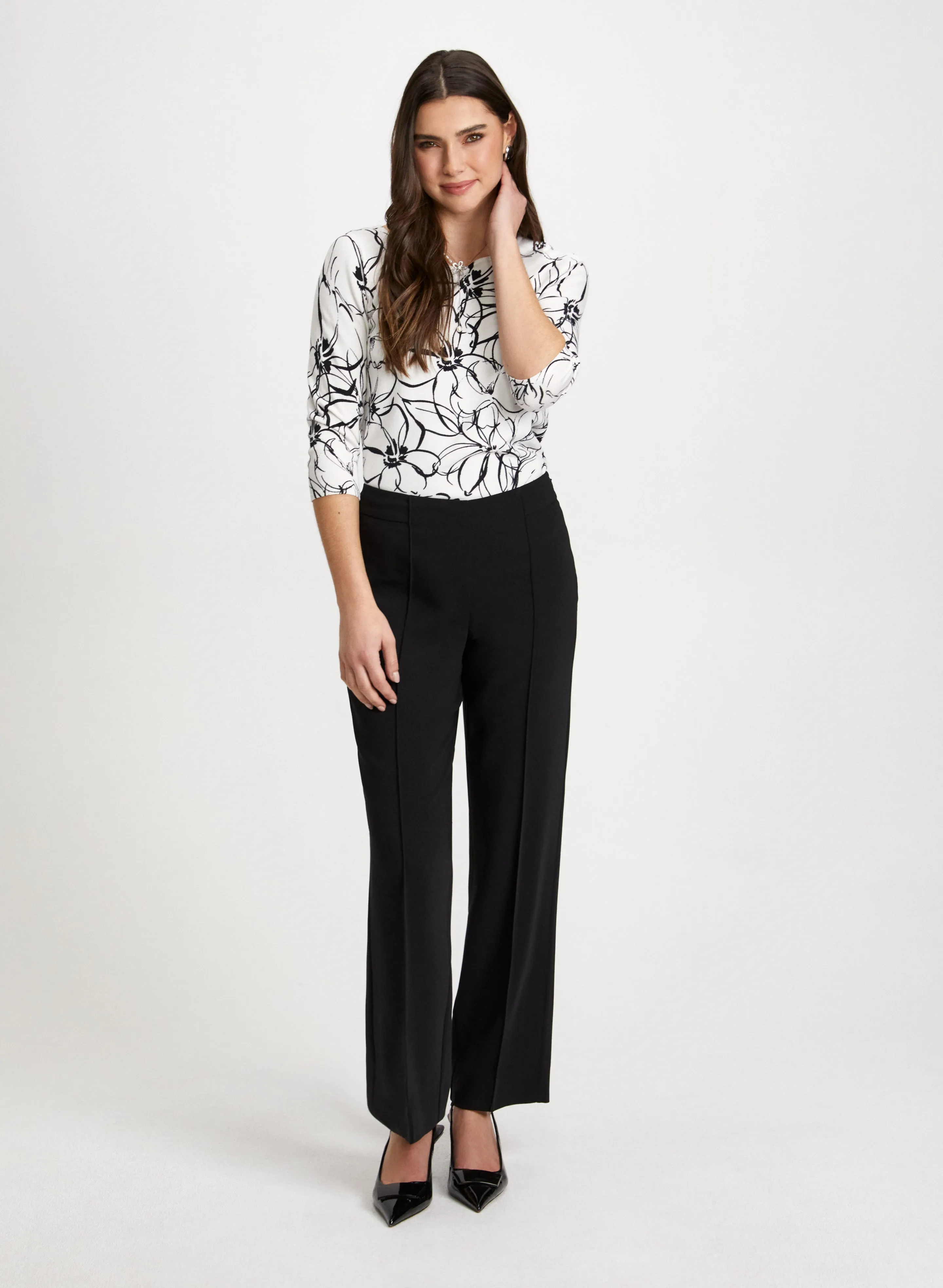 Floral Print Sweater & Wide Leg Pants sold by Laura