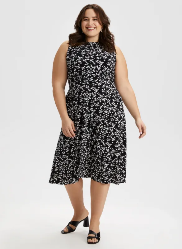 Floral Print Sleeveless Midi Dress sold by Laura