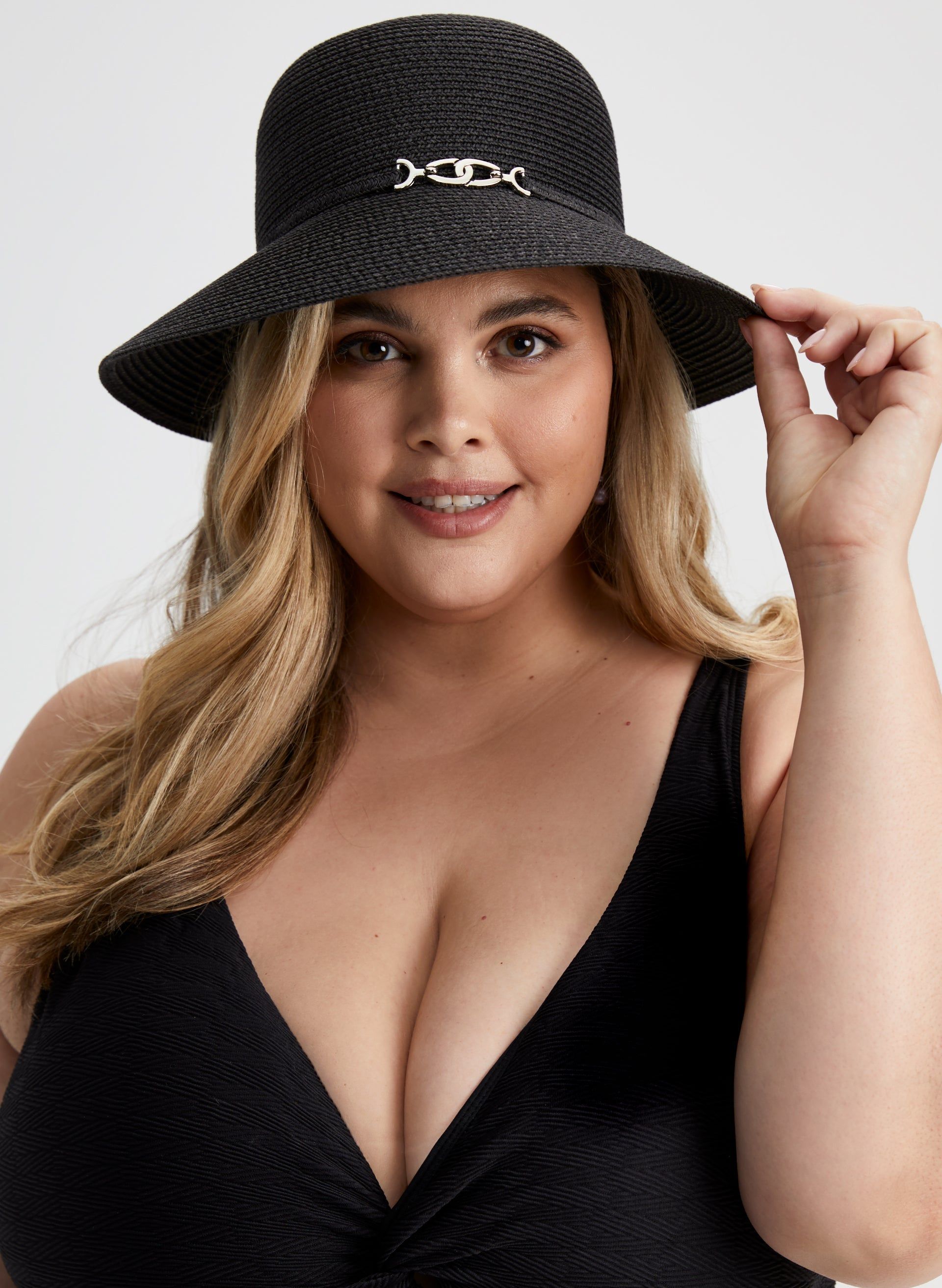 Chain Detail Straw Cloche Hat sold by Laura product image thumbnail 2