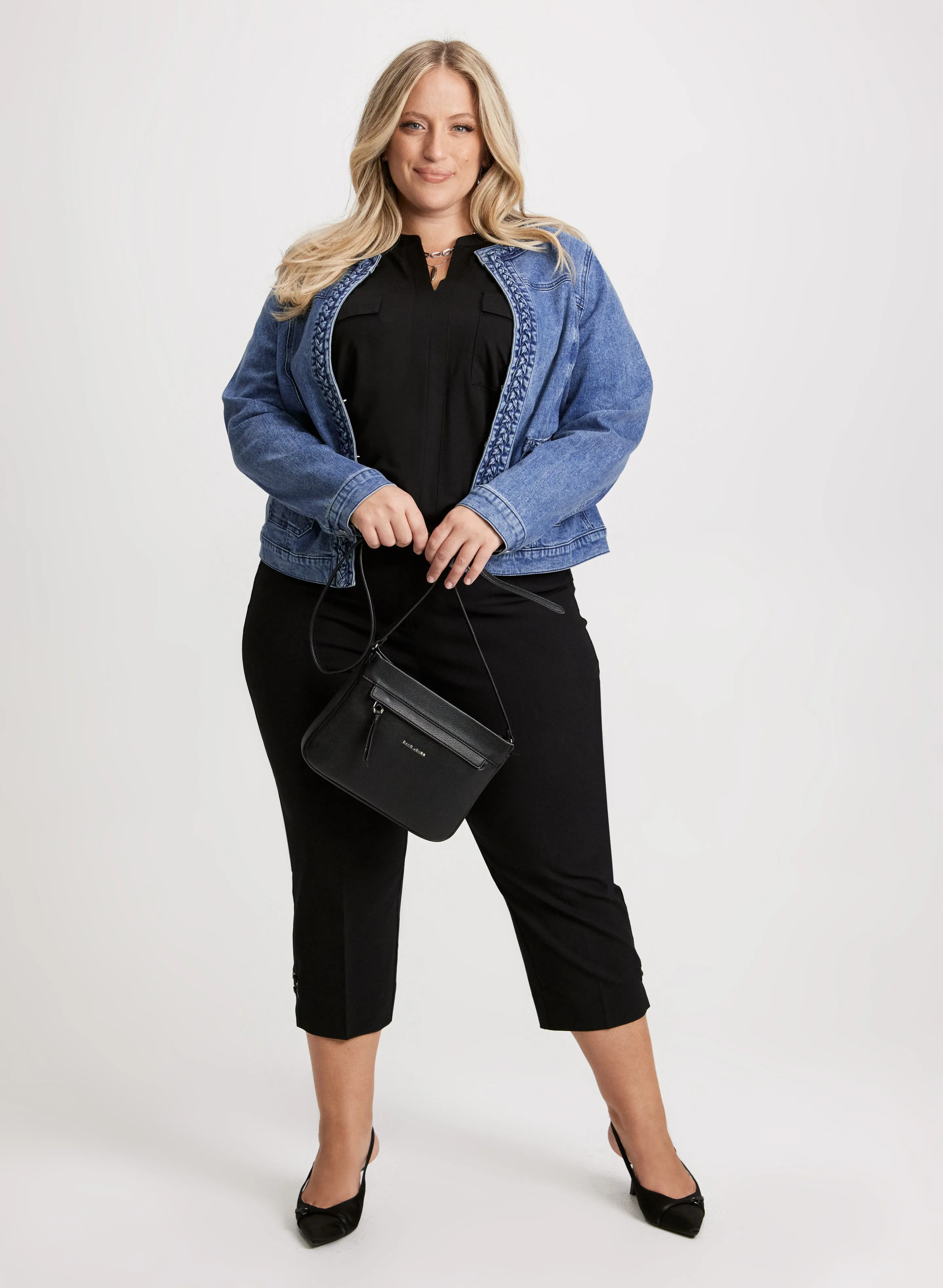 Braid Trim Denim Jacket & Bengaline Capris sold by Laura