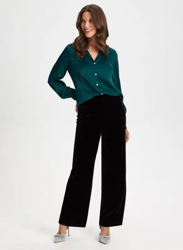 Velour Pants & Satin Blouse sold by Laura