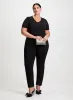 Beaded V-Neck Top & Lace Hem Pants sold by Laura