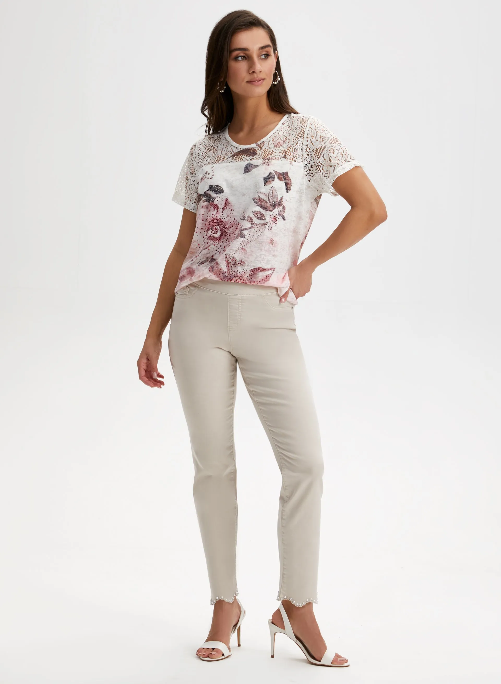 Floral Crochet Lace Burnout Tee sold by Laura product image thumbnail 3