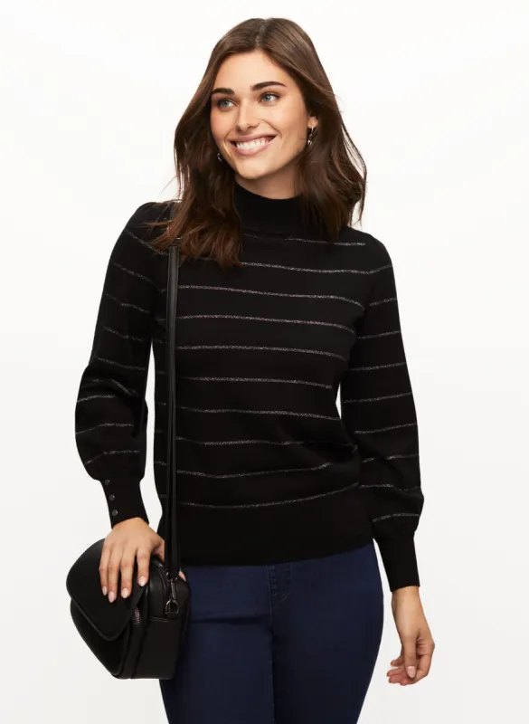 Metallic Stripe Detail Sweater sold by Laura