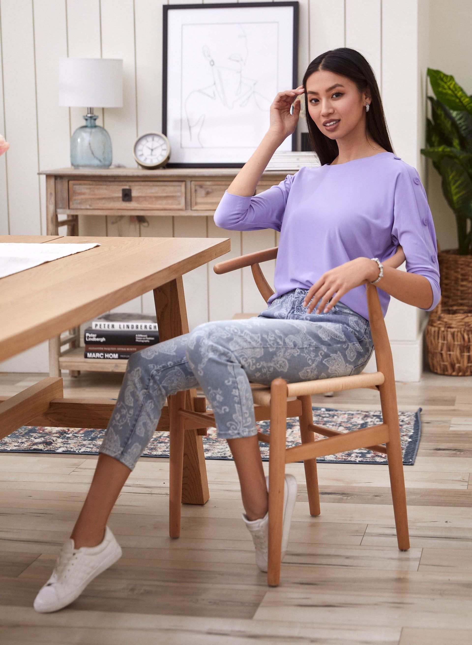 Button Detail 3/4 Sleeve Top sold by Laura product image thumbnail 3