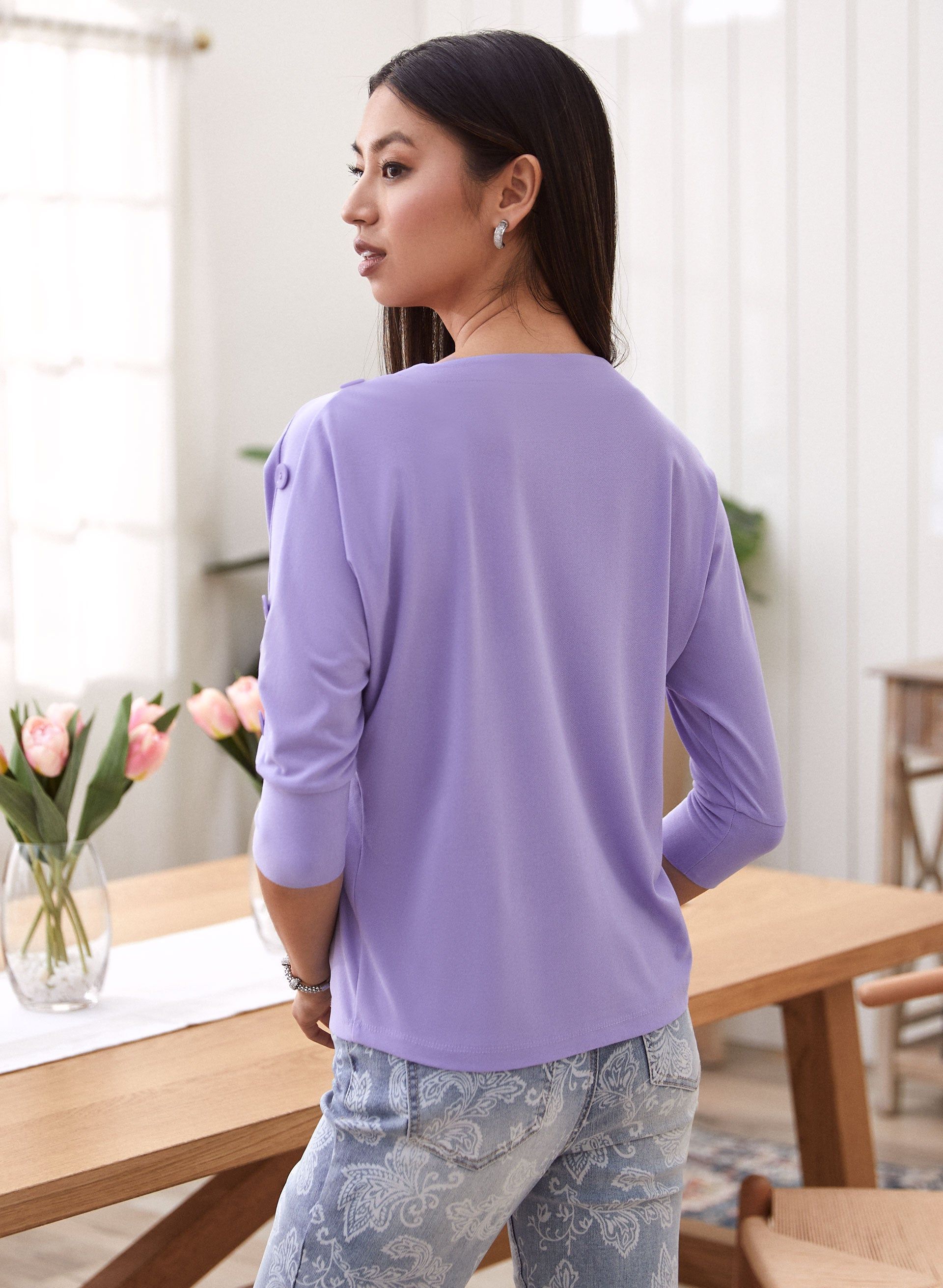 Button Detail 3/4 Sleeve Top sold by Laura product image thumbnail 4