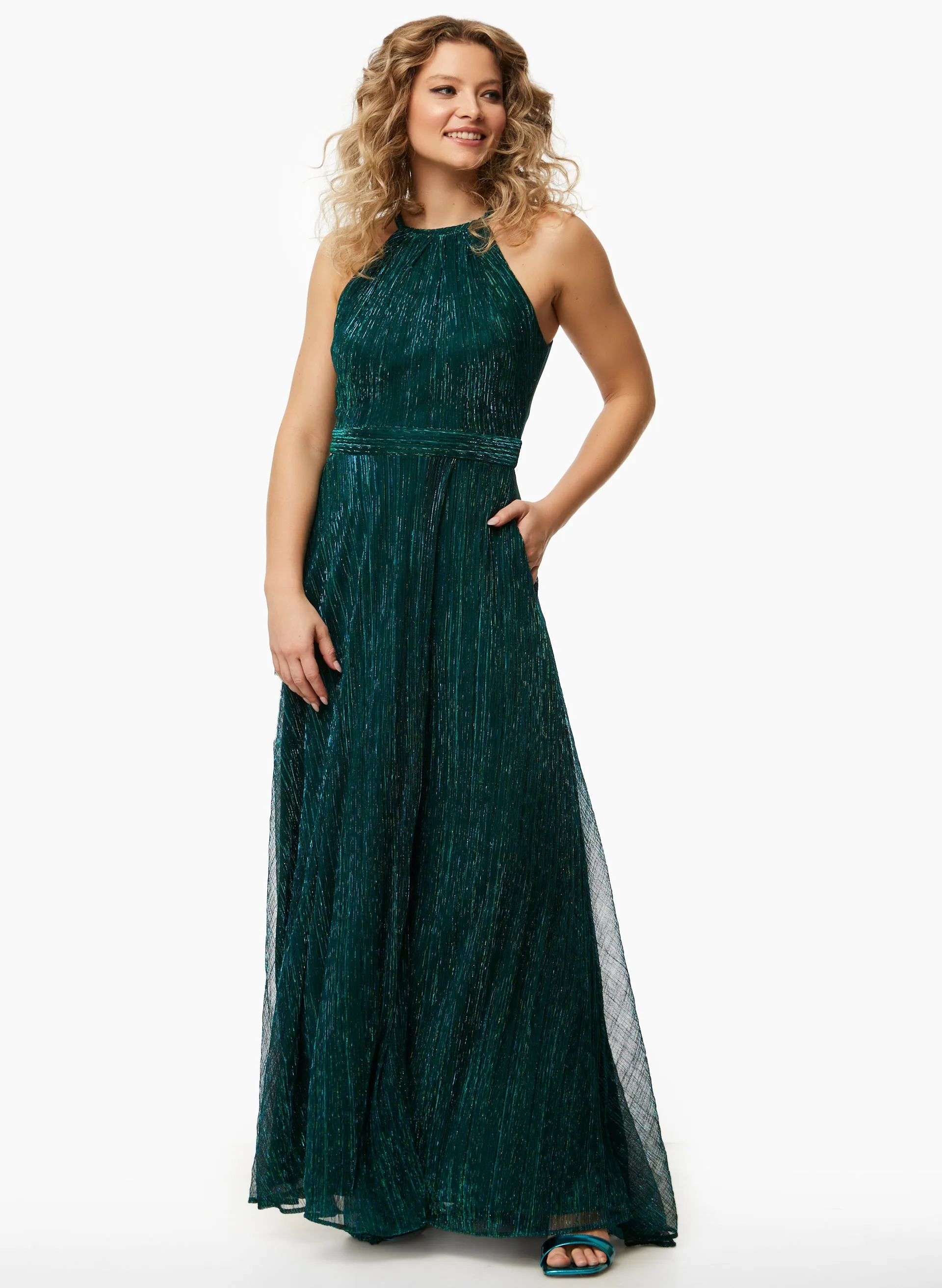 Metallic Halter Neck Dress sold by Laura